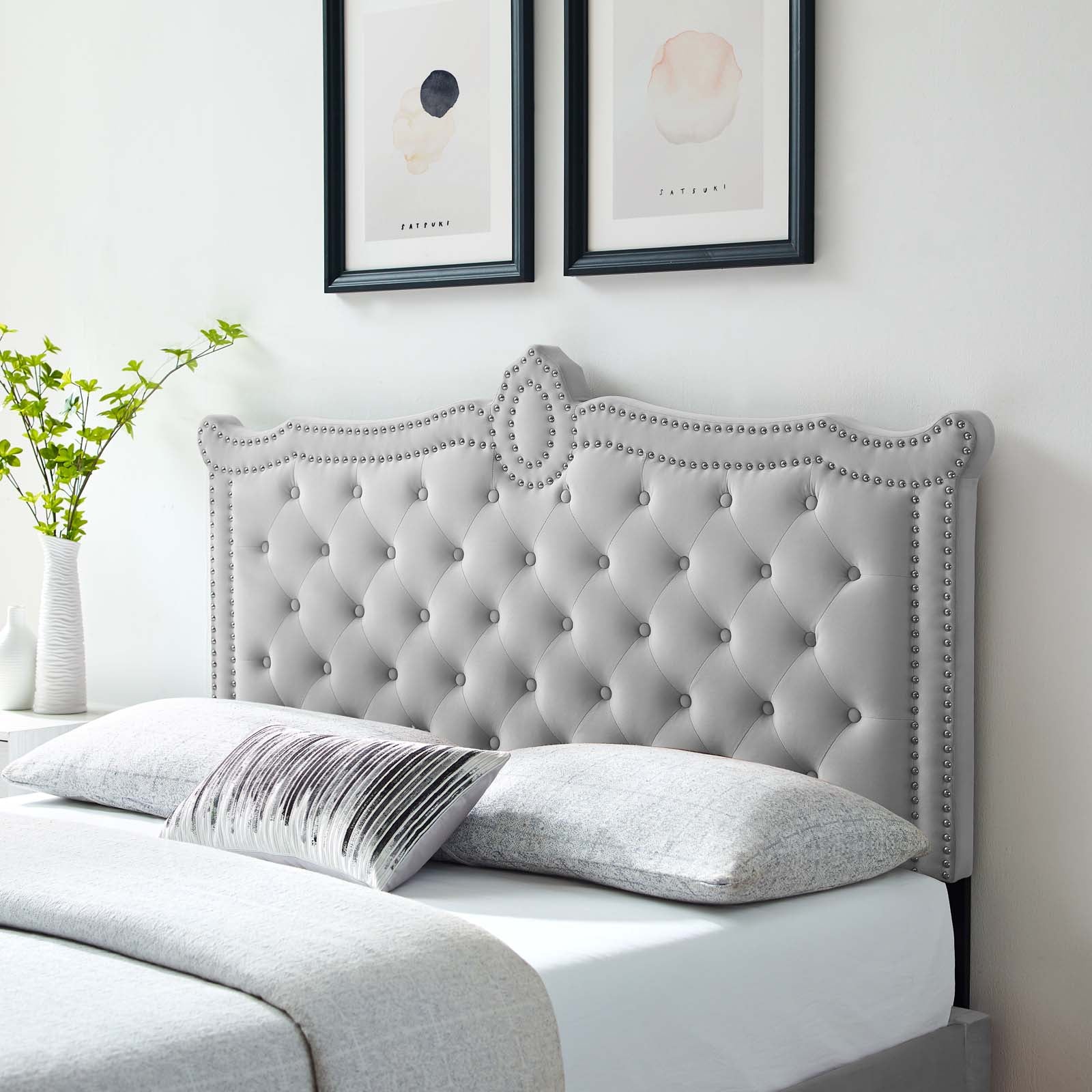 Modway Headboards - Louisa Tufted Performance Velvet King/California King Headboard Light Gray