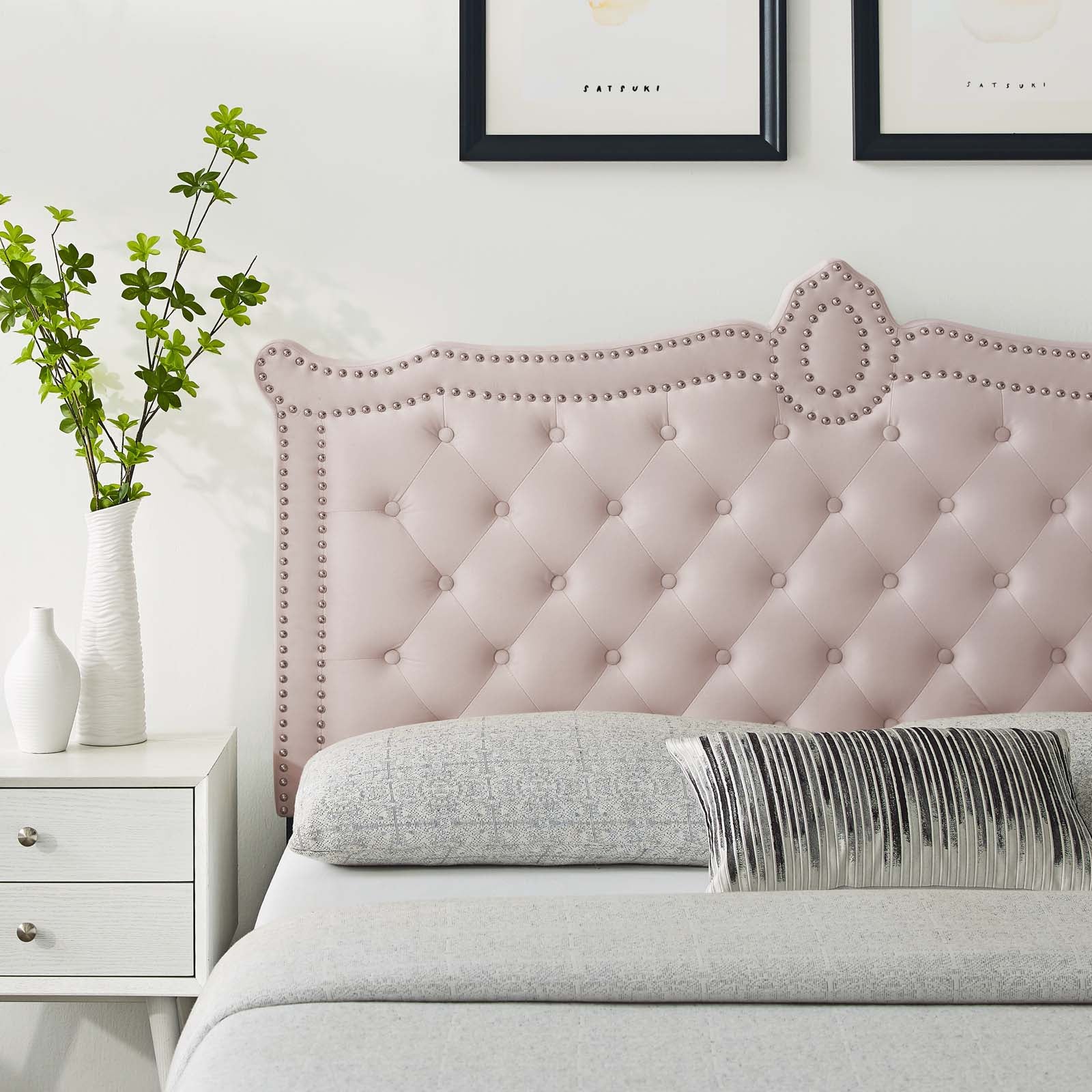 Modway Headboards - Louisa Tufted Performance Velvet King/California King Headboard Pink