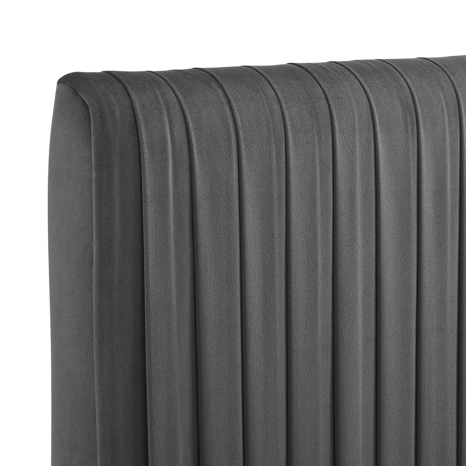 Modway Headboards - Eloise Channel Tufted Performance Velvet Full/Queen Headboard Charcoal