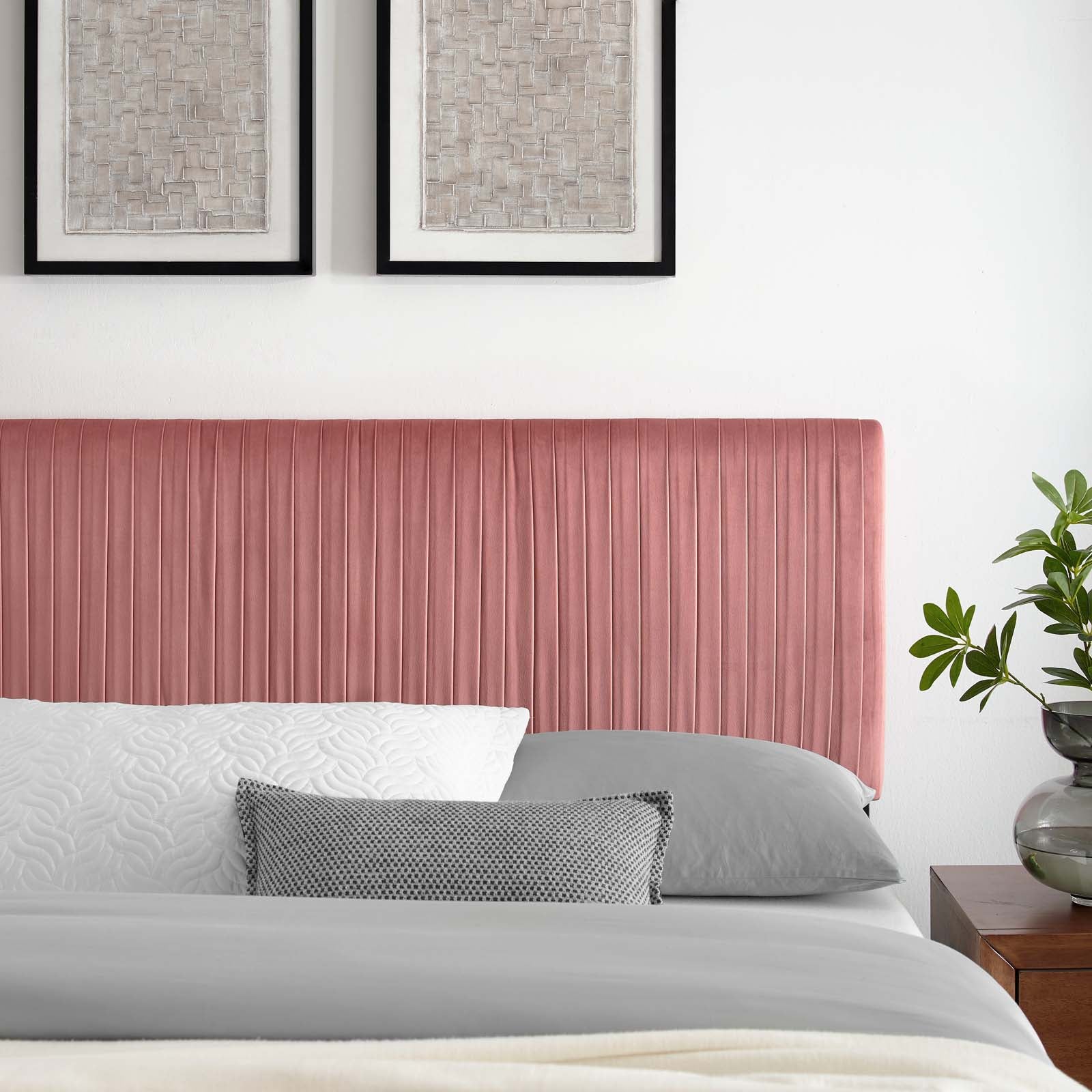 Modway Headboards - Eloise Channel Tufted Performance Velvet Full/Queen Headboard Dusty Rose