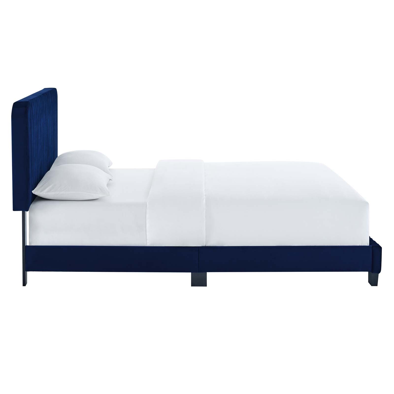 Modway Beds - Celine Channel Tufted Performance Velvet Twin Platform Bed Navy