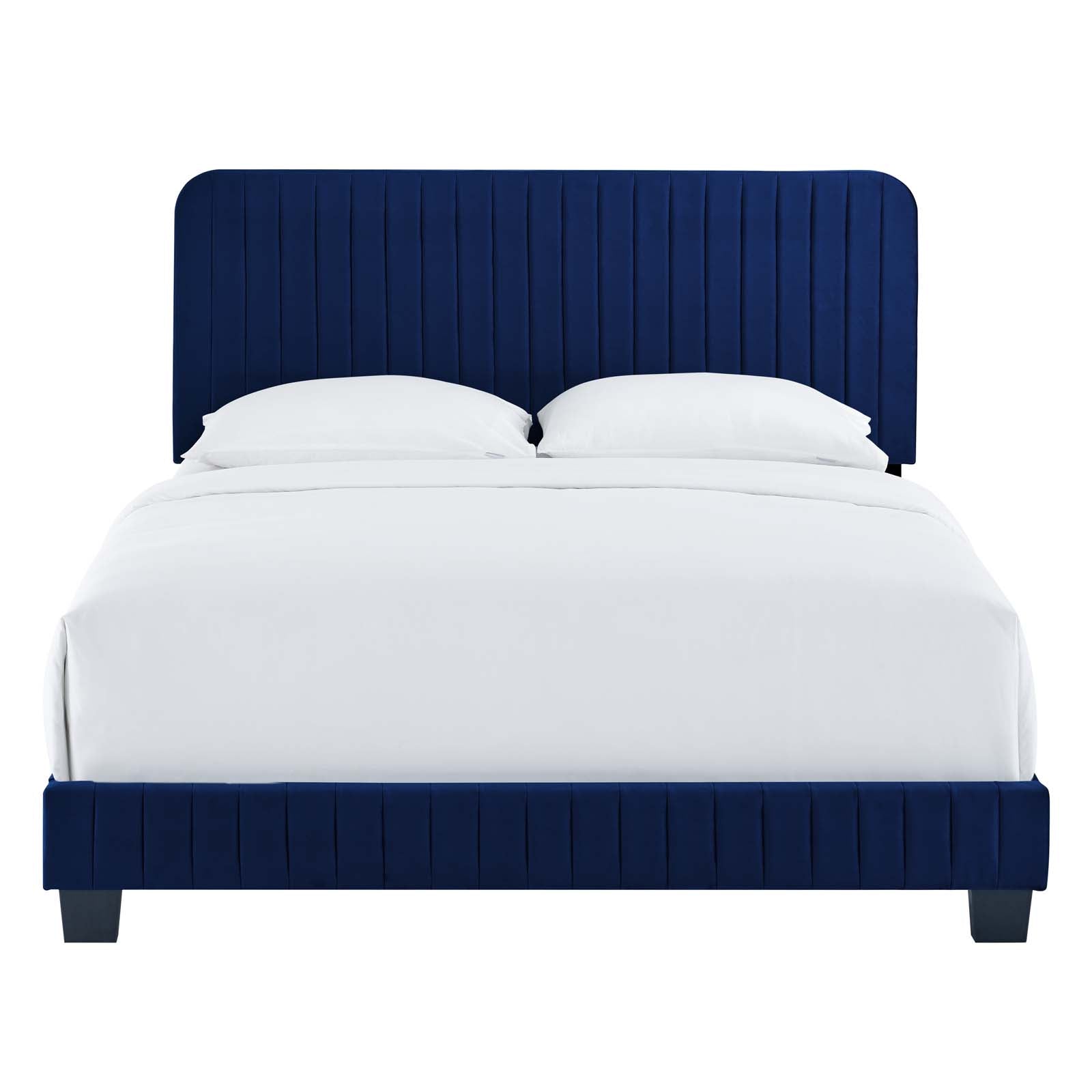 Modway Beds - Celine Channel Tufted Performance Velvet Twin Platform Bed Navy