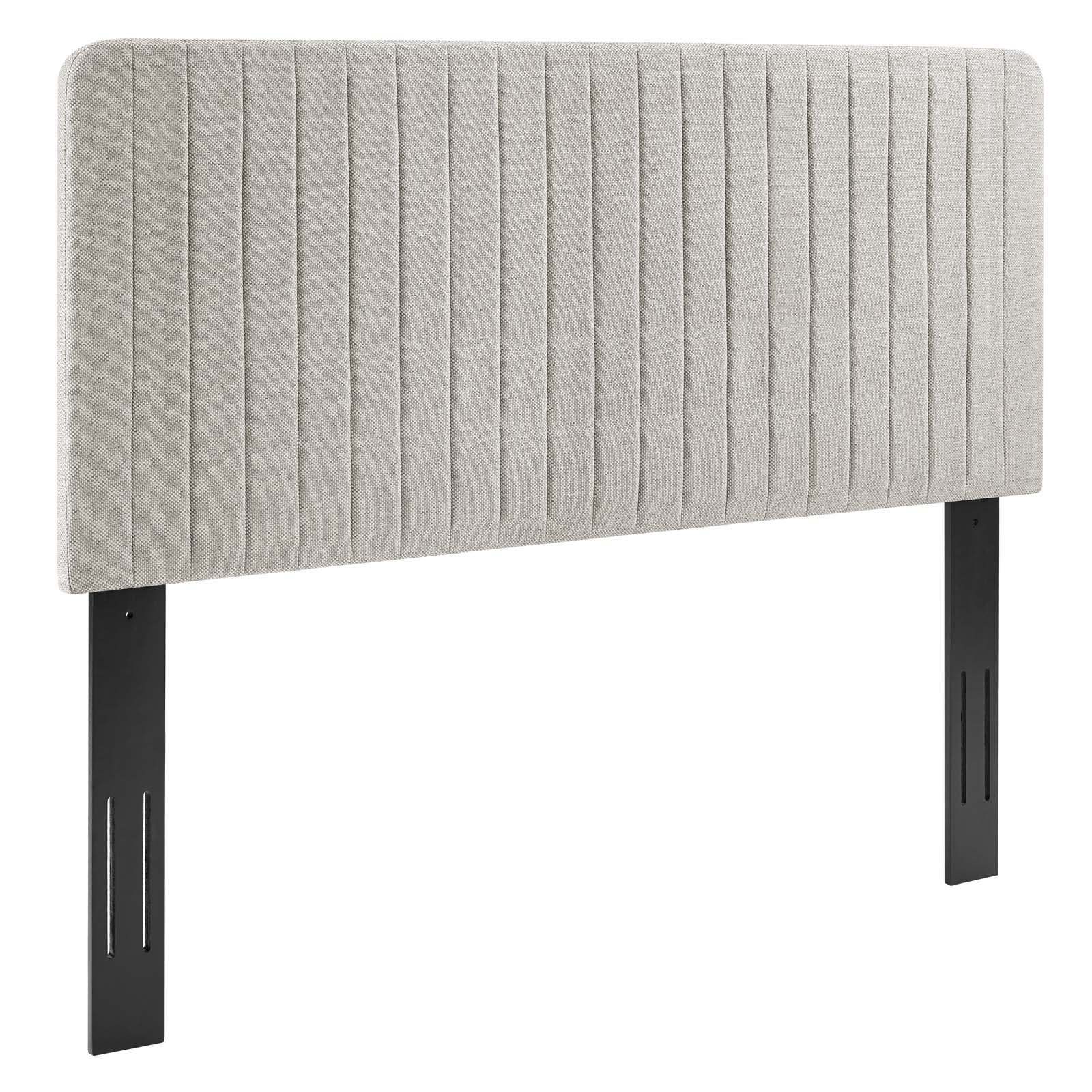 Modway Headboards - Milenna Channel Tufted Upholstered Fabric King/California King Headboard Oatmeal