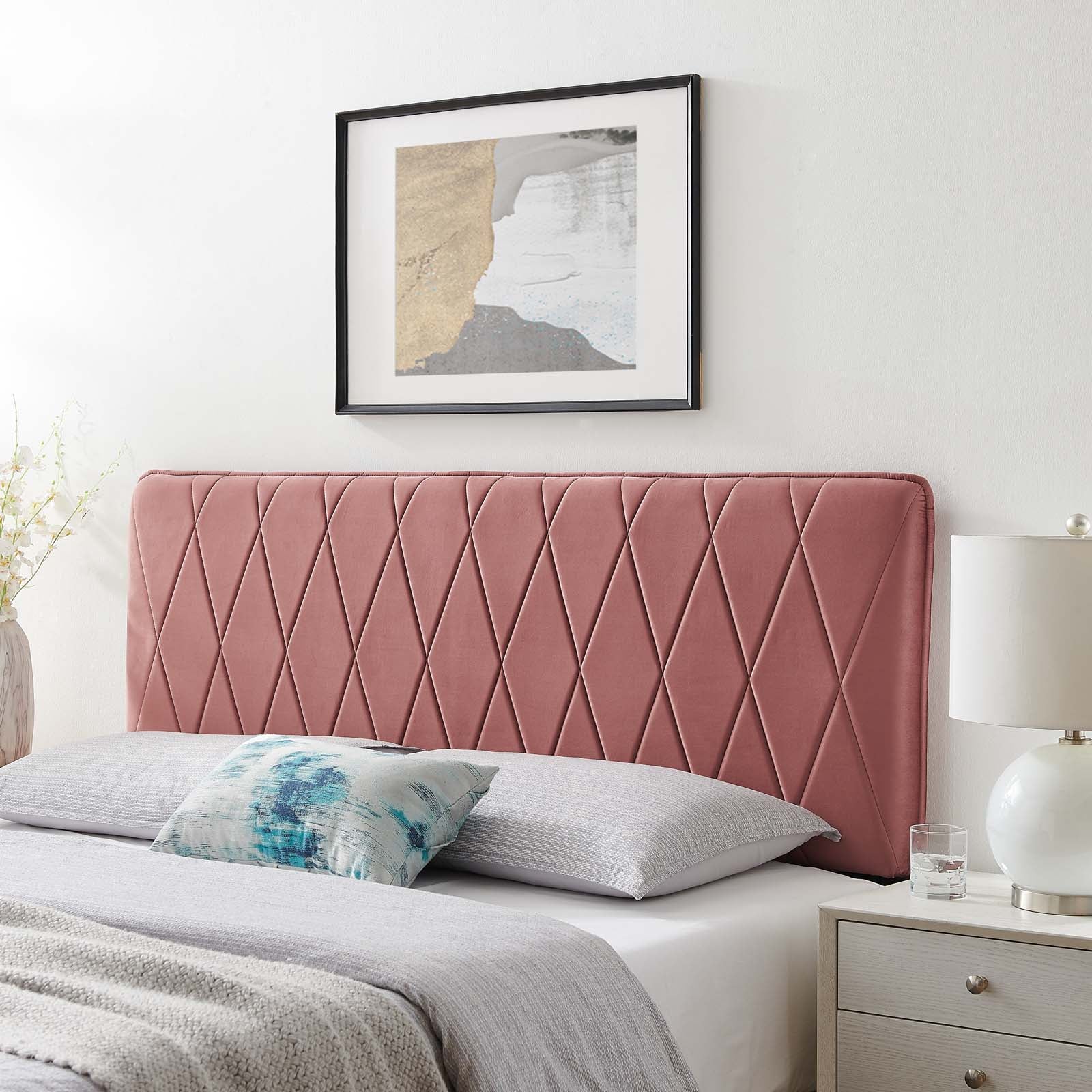 Modway Headboards - Leila Performance Velvet Full/Queen Headboard Dusty Rose