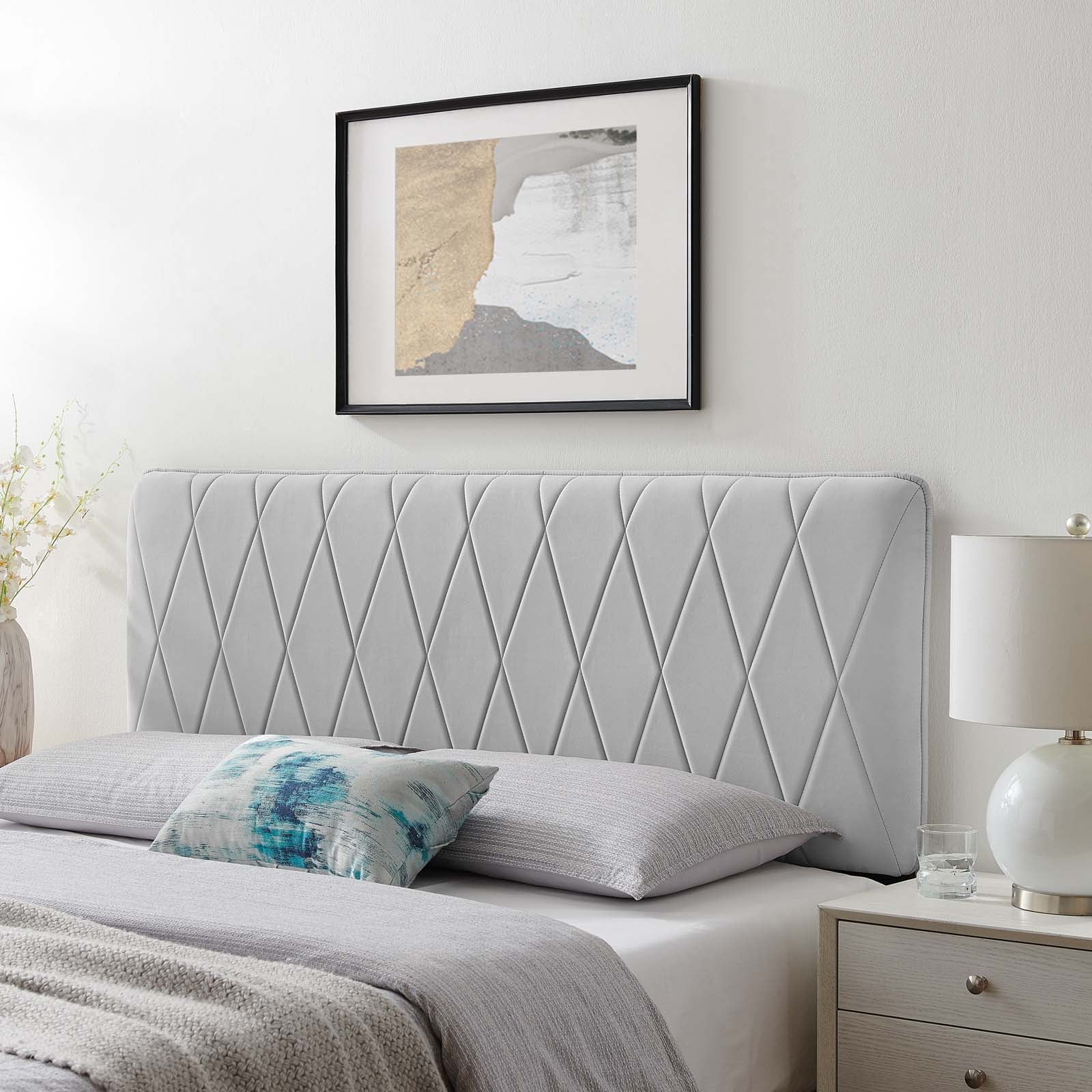 Modway Headboards - Leila Performance Velvet Full/Queen Headboard Light Gray