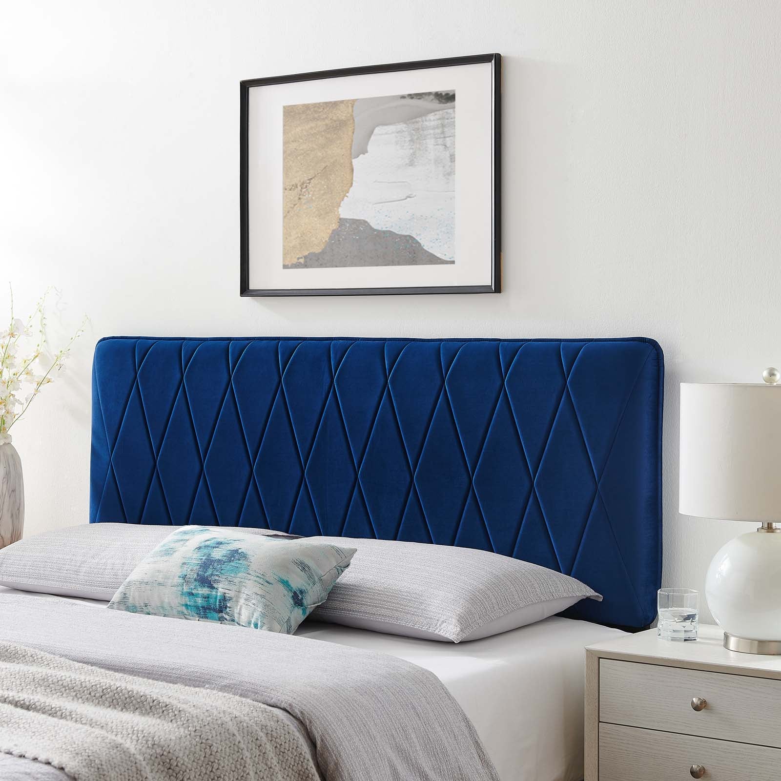 Modway Headboards - Leila Performance Velvet Full/Queen Headboard Navy