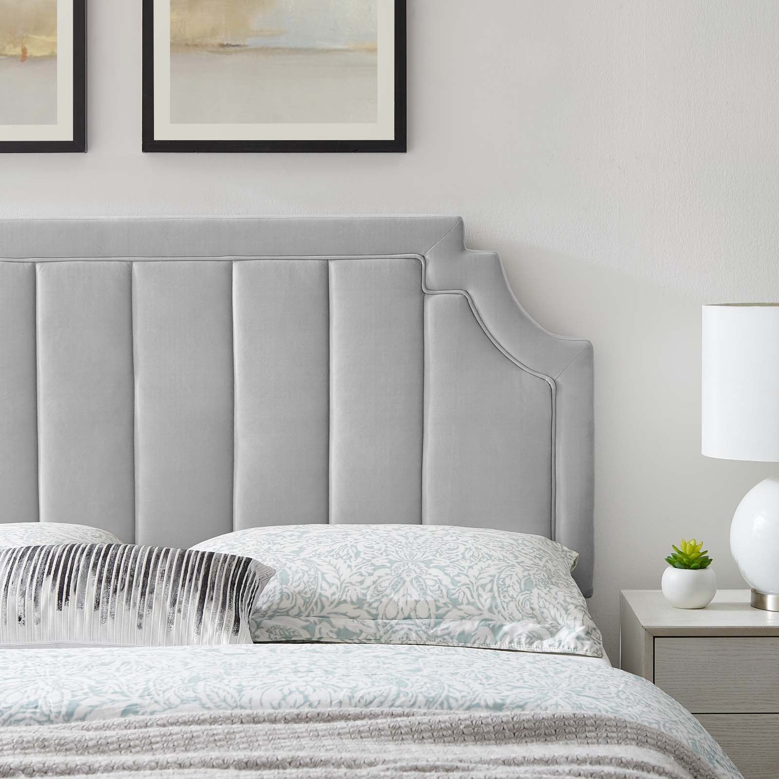 Modway Headboards - Alyona Channel Tufted Performance Velvet Full/Queen Headboard Light Gray