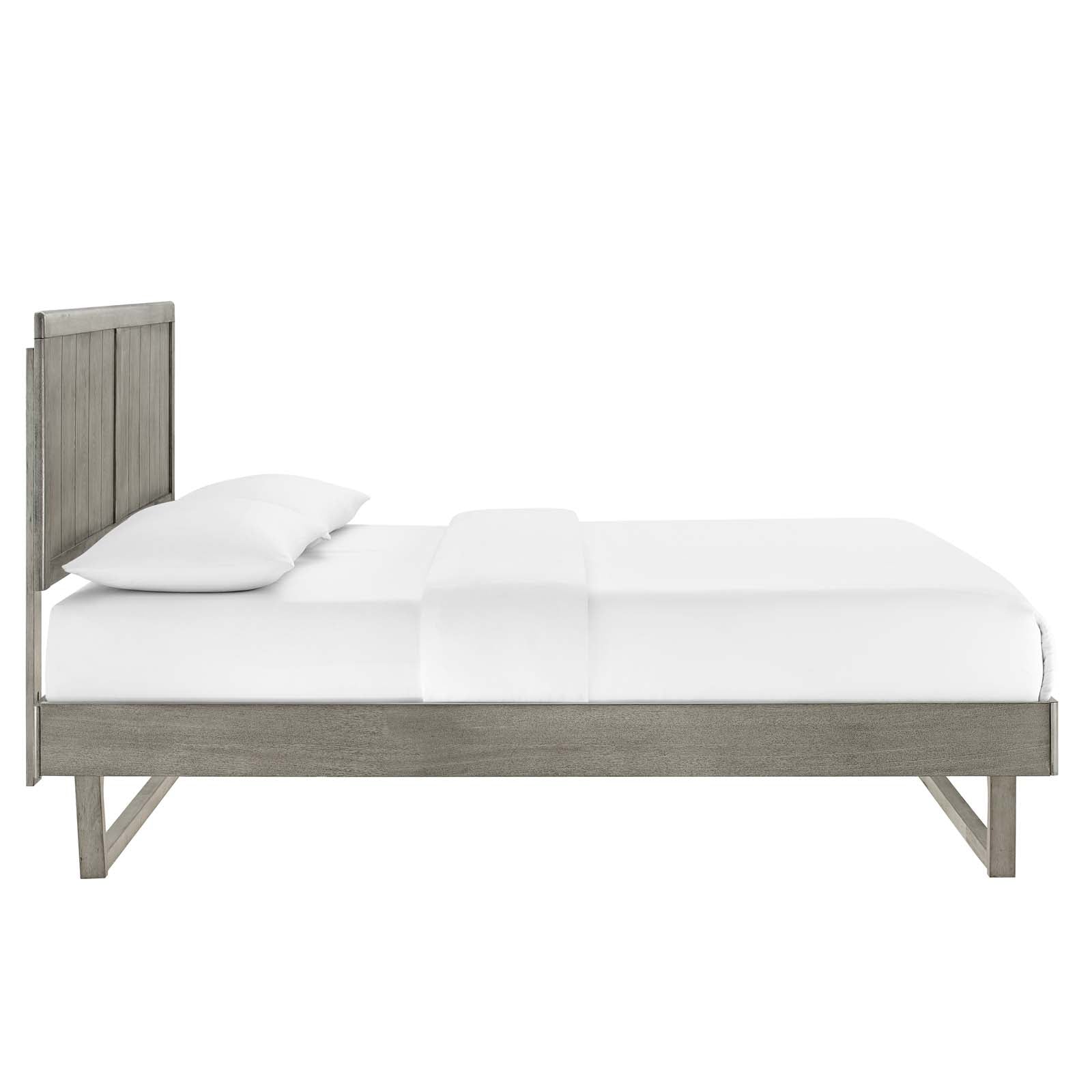 Modway Beds - Alana Queen Wood Platform Bed With Angular Frame Gray