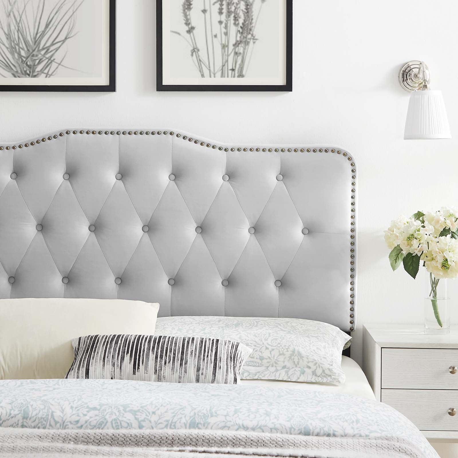 Modway Headboards - Sophia Tufted Performance Velvet King/California King Headboard Light Gray