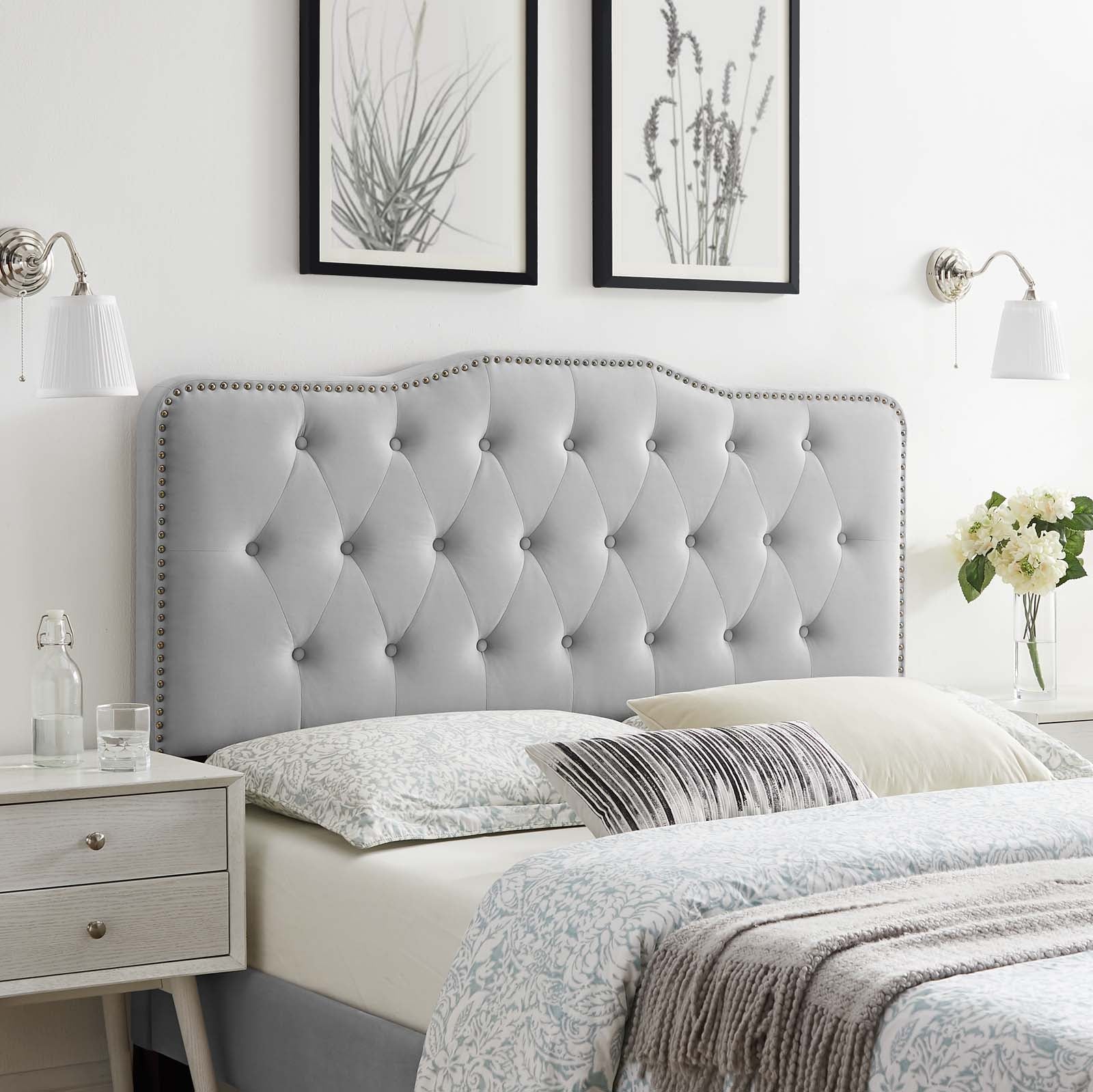 Modway Headboards - Sophia Tufted Performance Velvet King/California King Headboard Light Gray