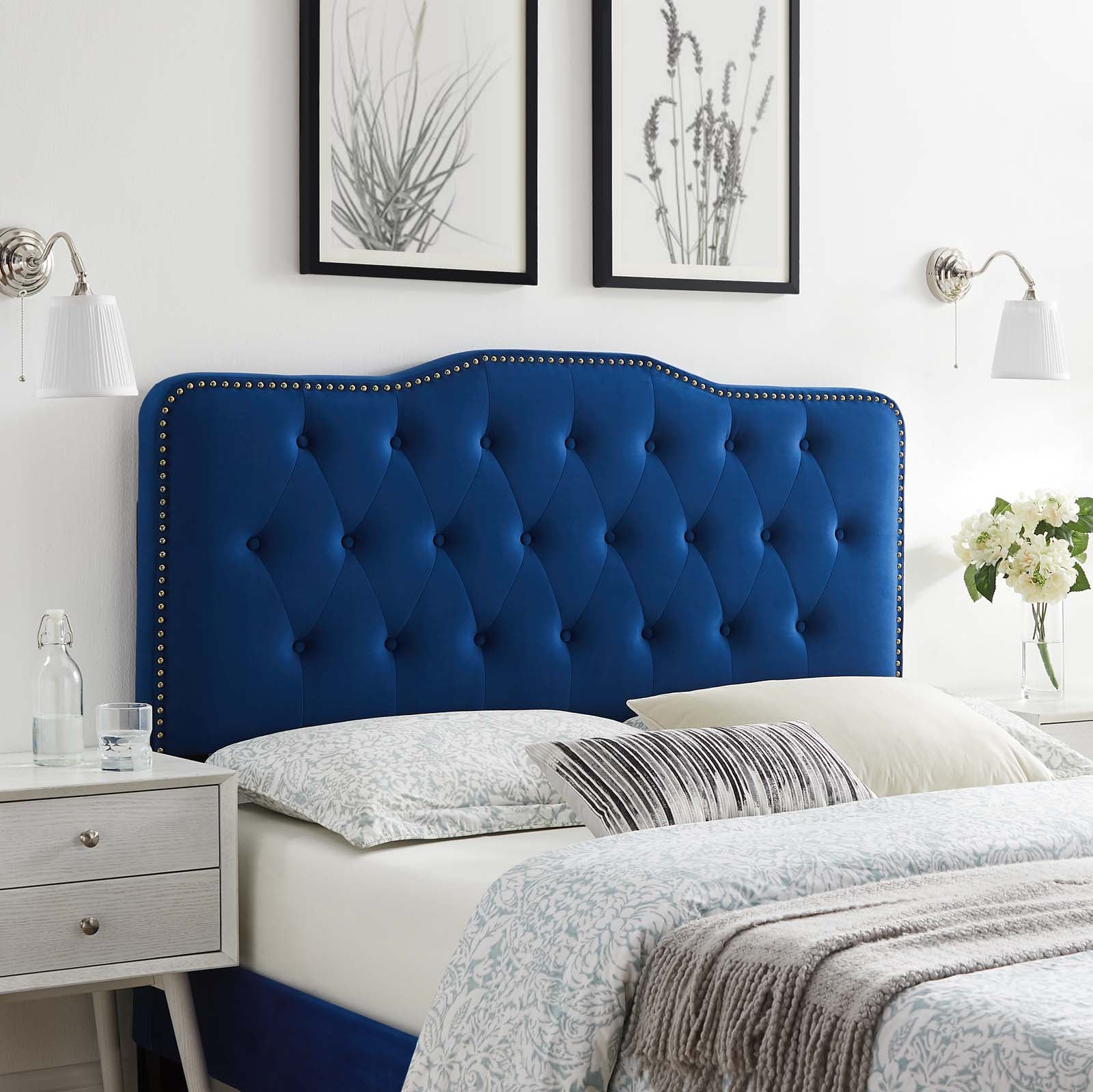 Modway Headboards - Sophia Tufted Performance Velvet King/California King Headboard Navy