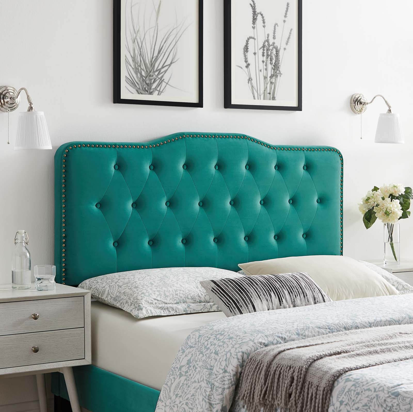 Turquoise deals tufted headboard