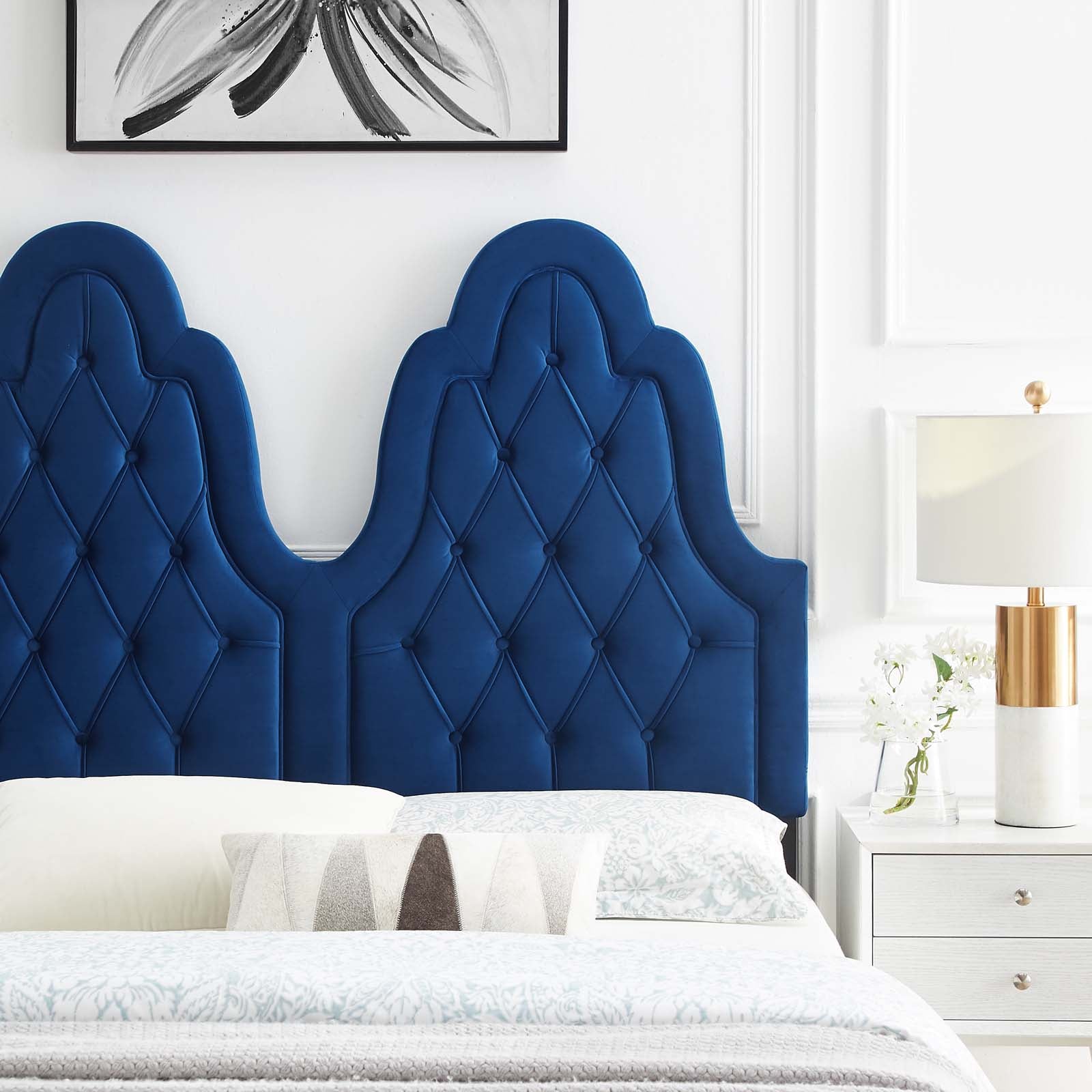 Modway Headboards - Augustine Tufted Performance Velvet Twin Headboard Navy