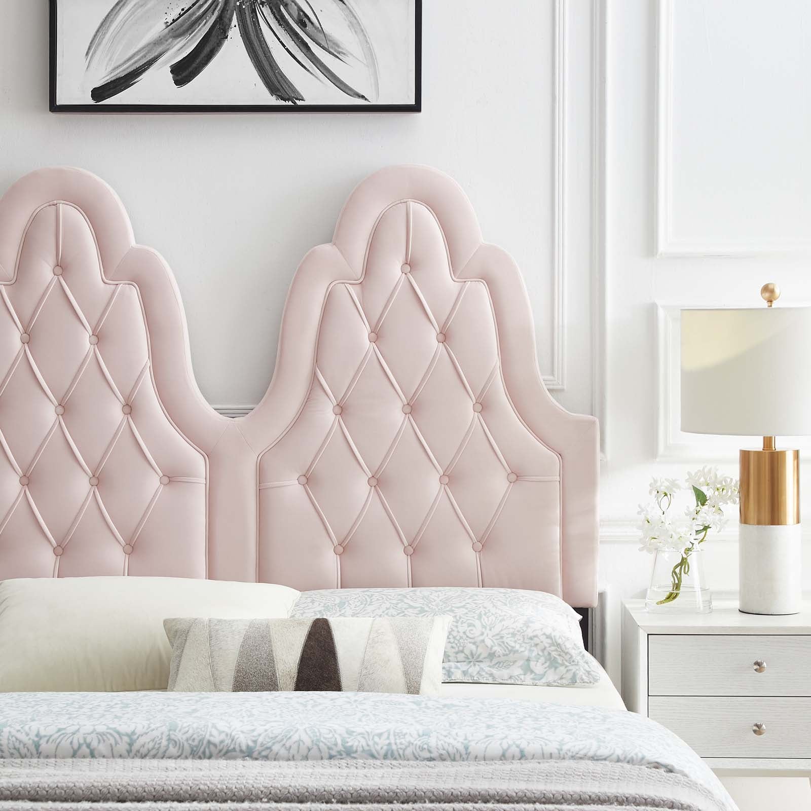 Modway Headboards - Augustine Tufted Performance Velvet Twin Headboard Pink