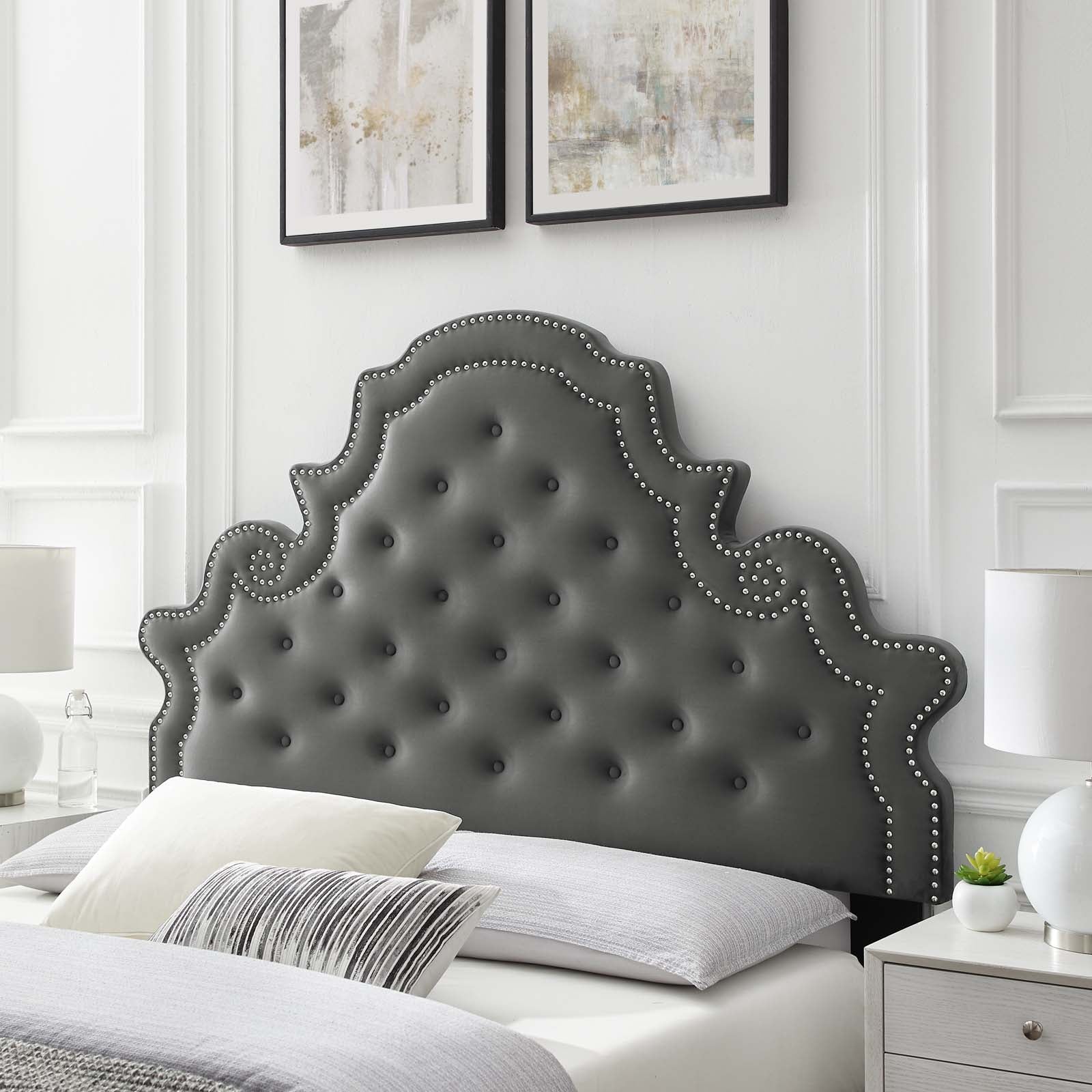 Modway Headboards - Diana Tufted Performance Velvet Full/Queen Headboard Charcoal