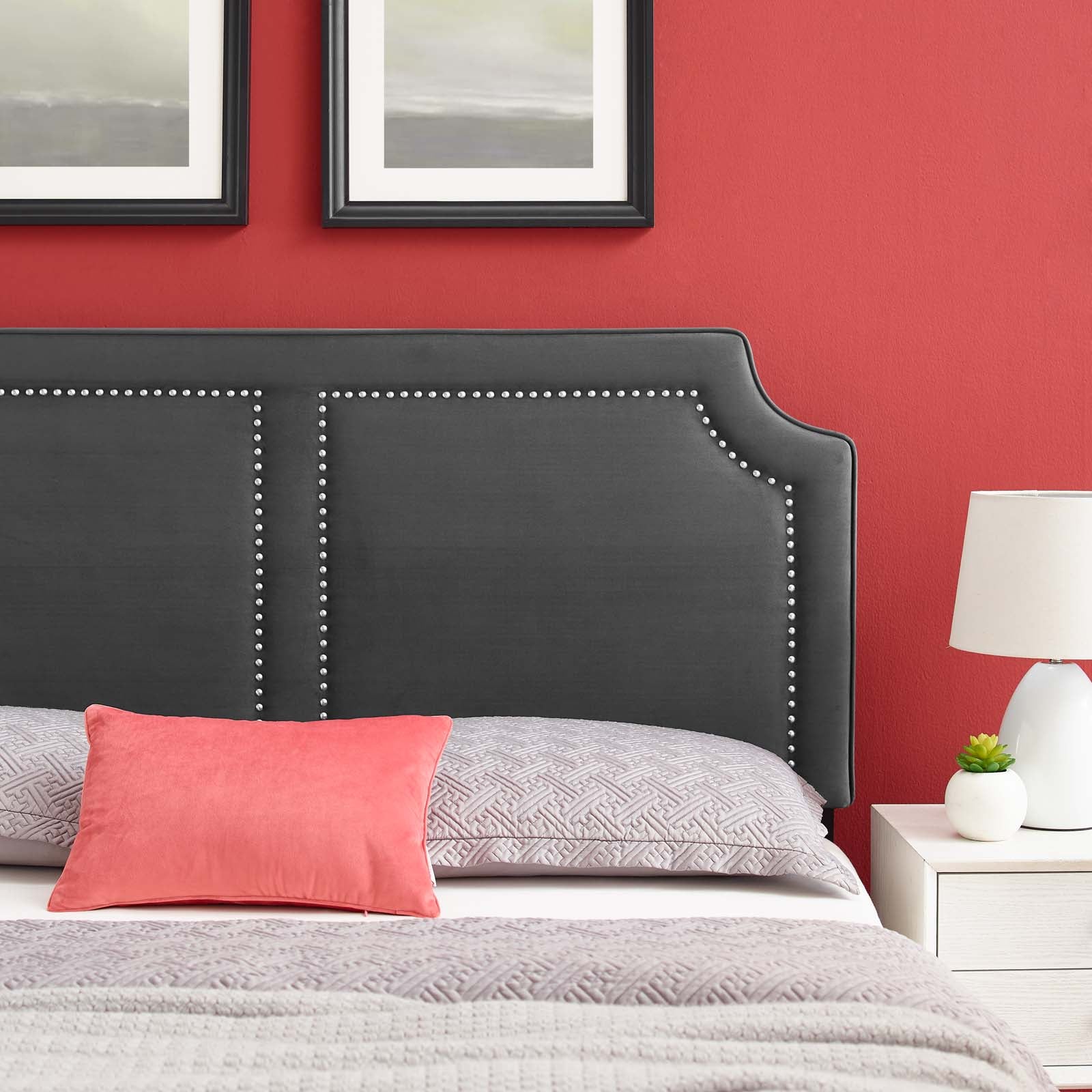 Modway Headboards - Cynthia Performance Velvet Twin Headboard Charcoal