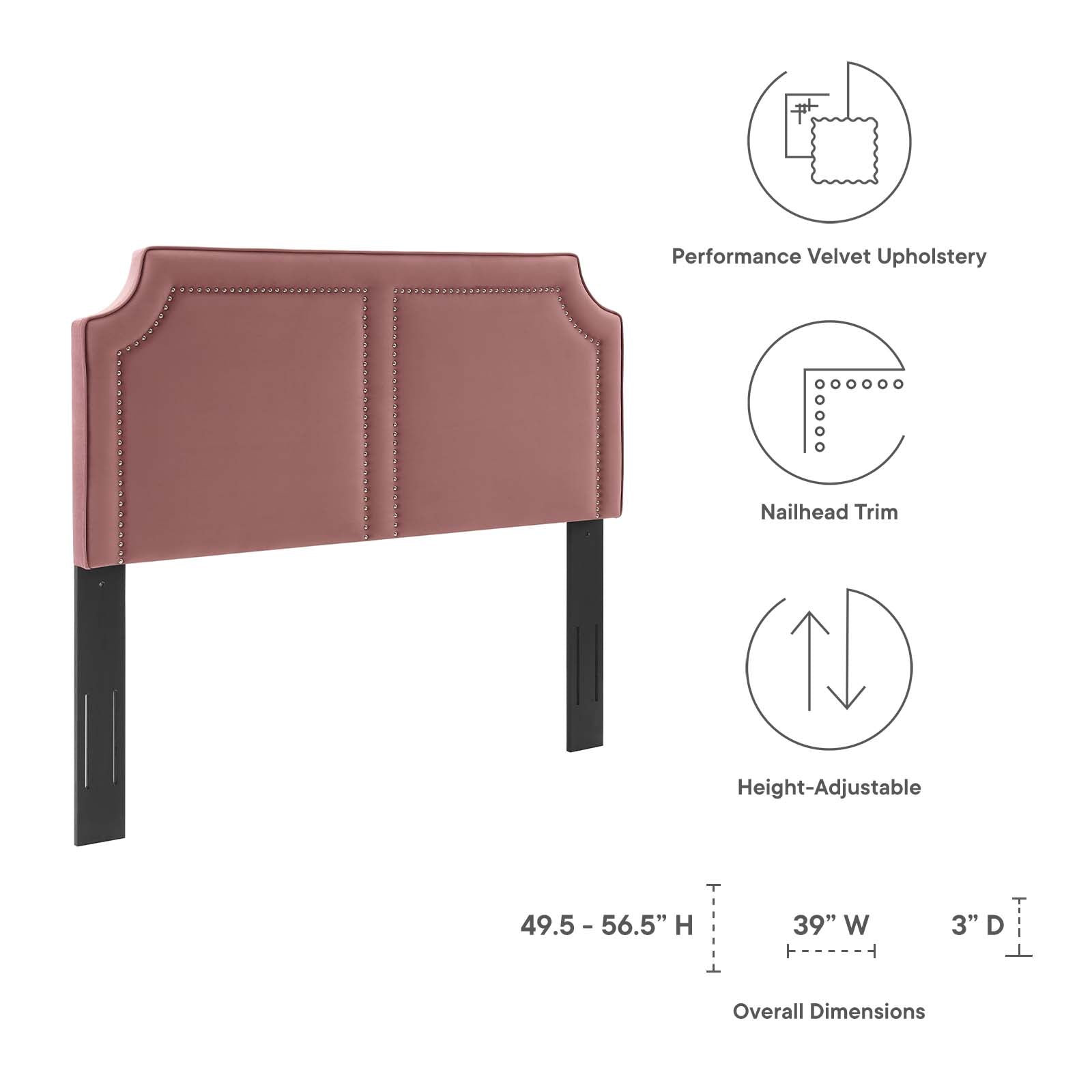 Modway Headboards - Cynthia Performance Velvet Twin Headboard Dusty Rose