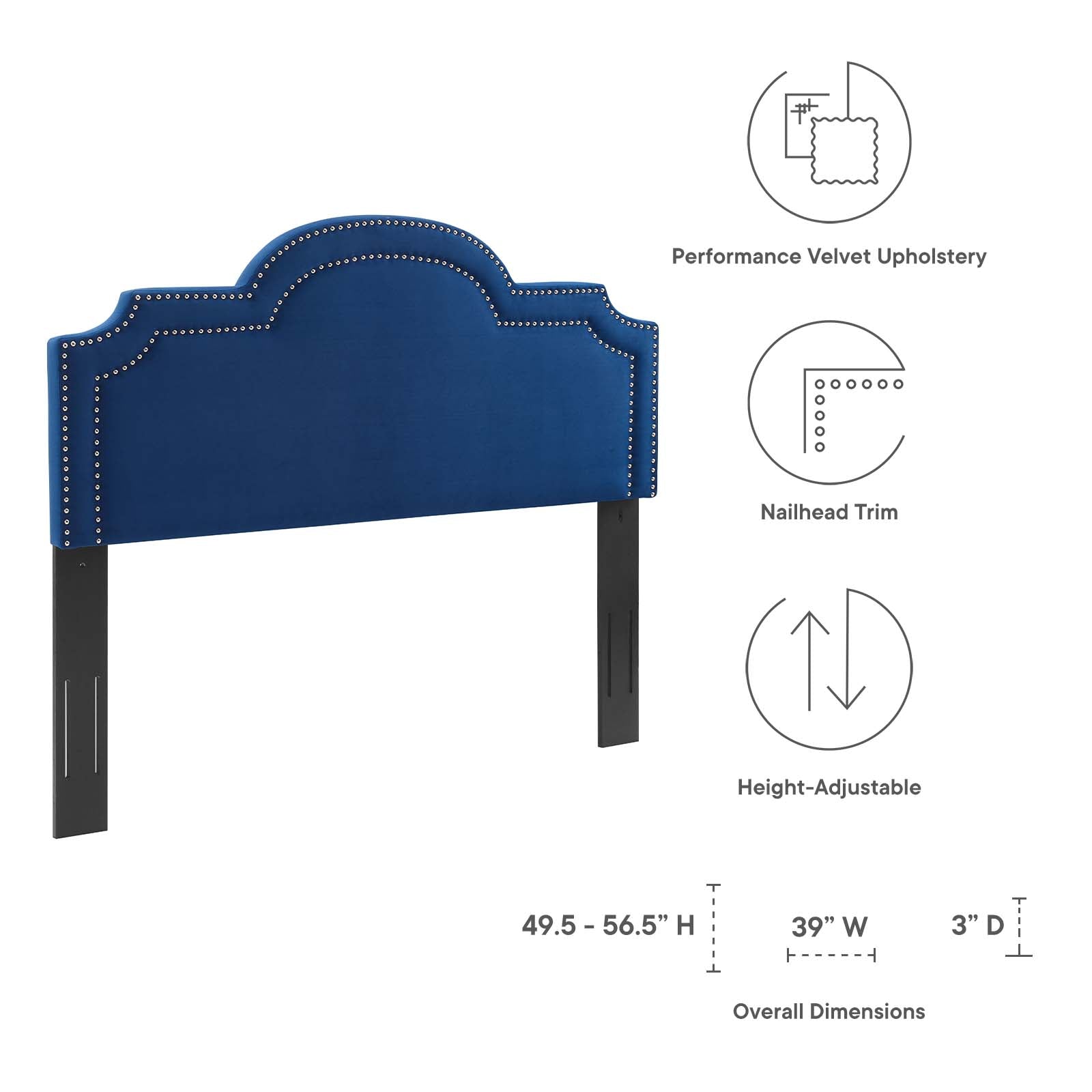 Modway Headboards - Belinda Performance Velvet Twin Headboard Navy