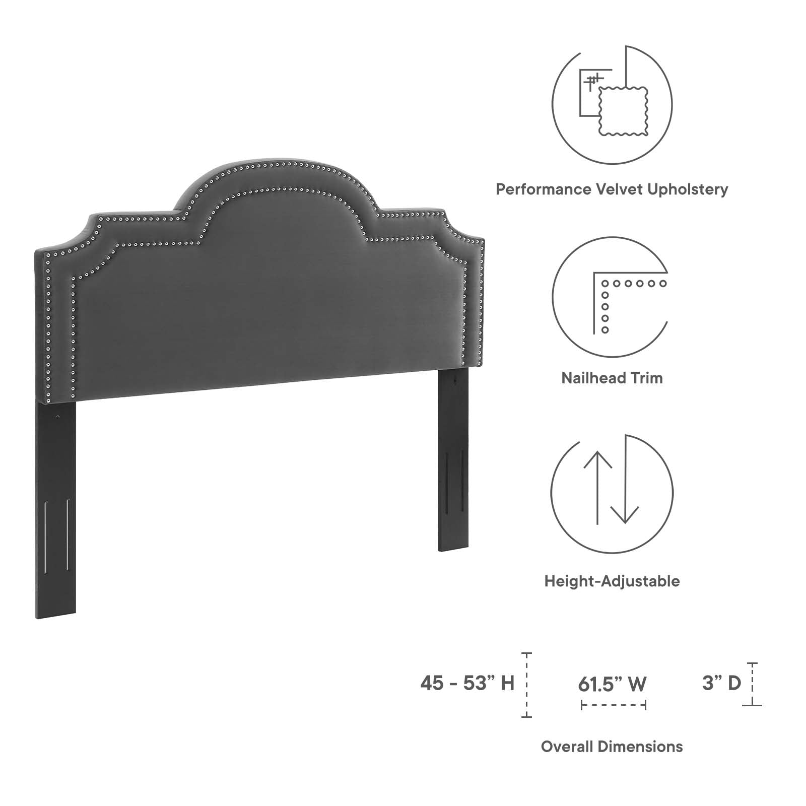 Modway Headboards - Belinda Performance Velvet Full/Queen Headboard Charcoal