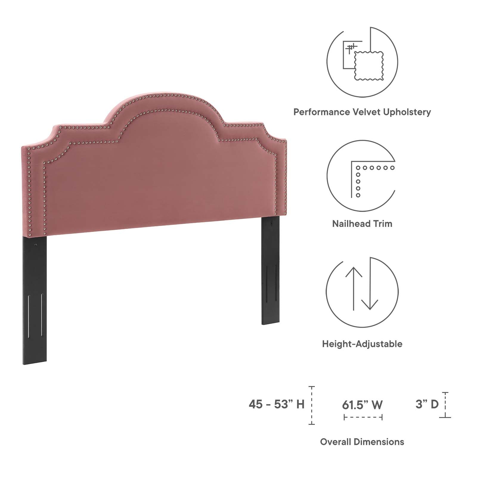 Modway Headboards - Belinda Performance Velvet Full/Queen Headboard Dusty Rose