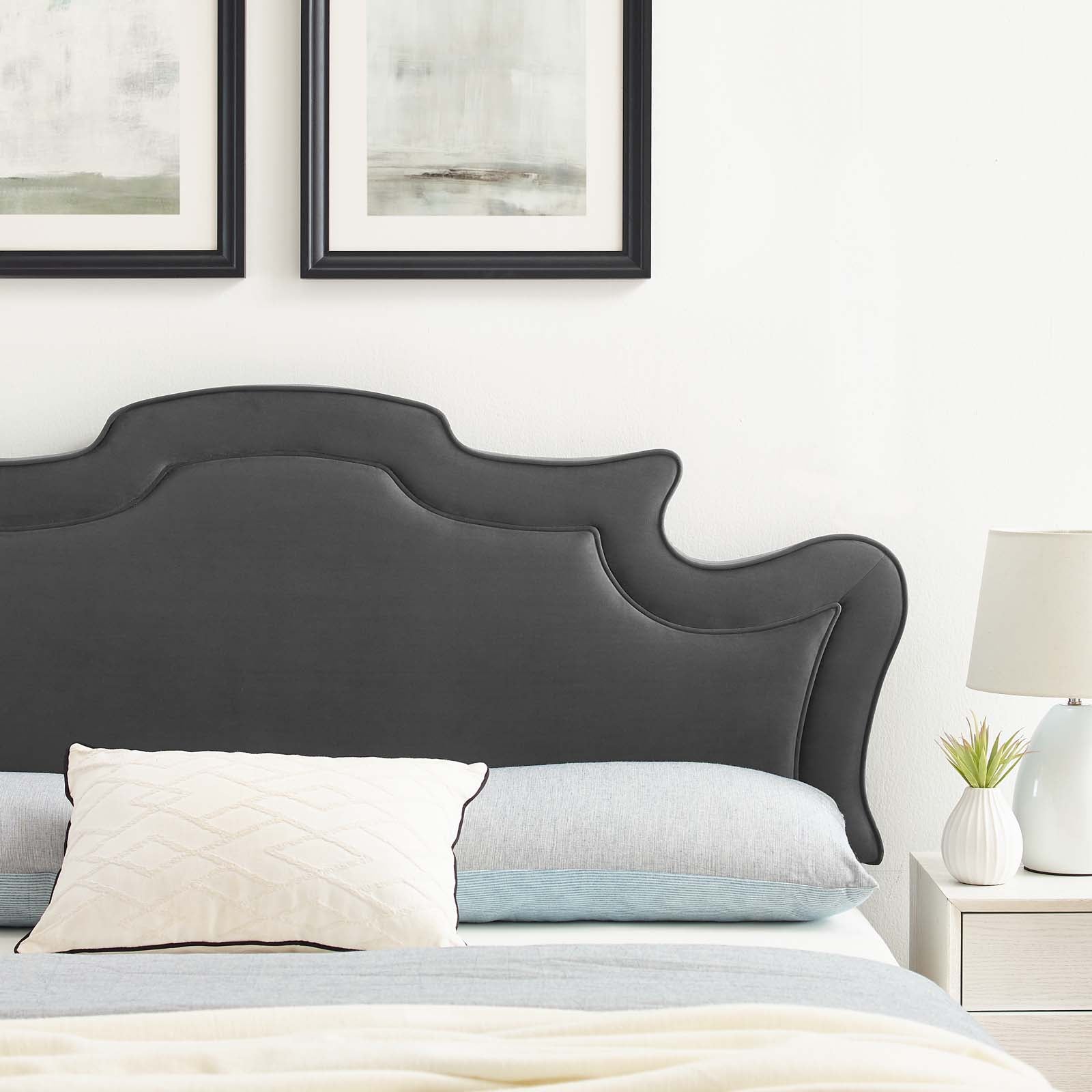 Modway Headboards - Evangeline Performance Velvet Twin Headboard Charcoal