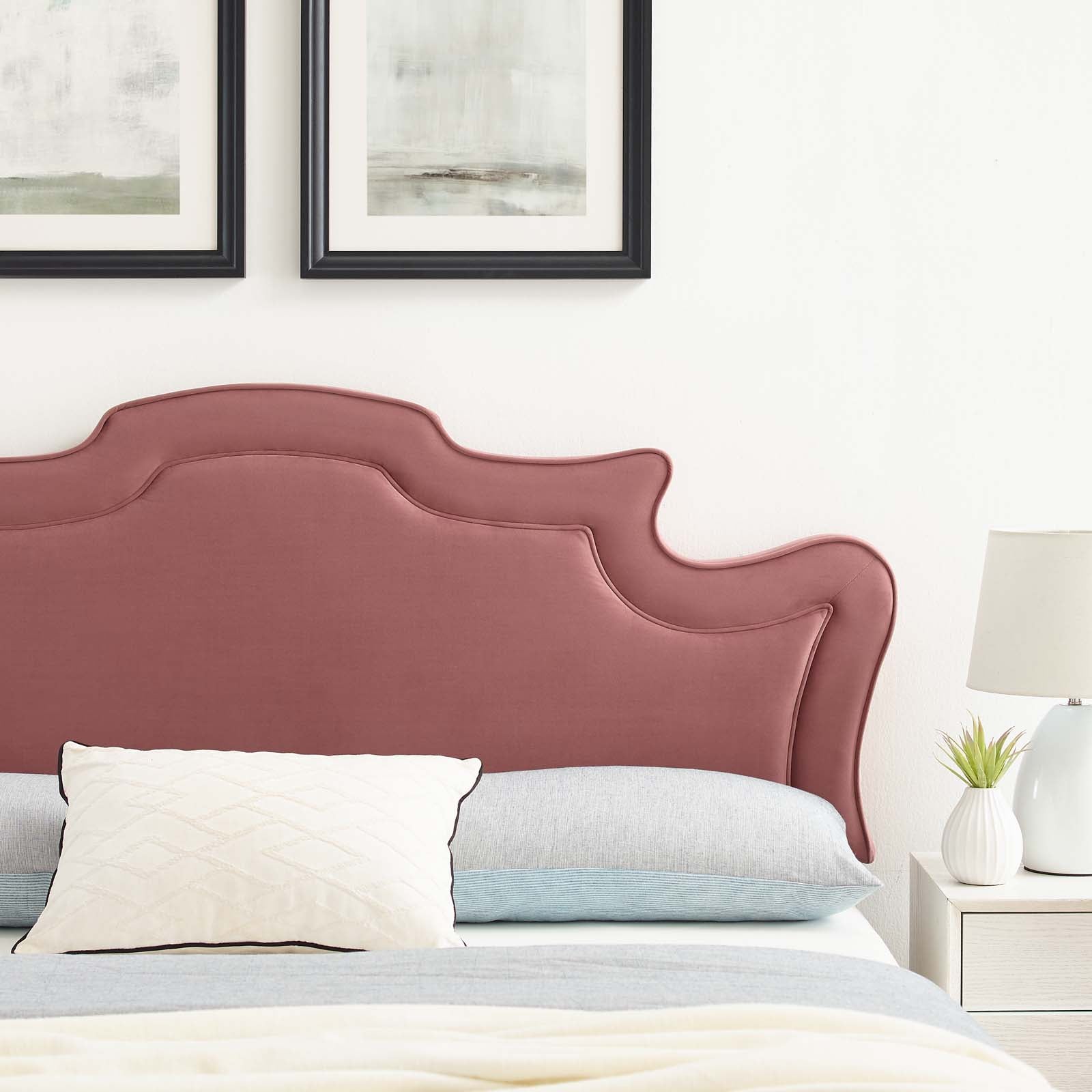 Modway Headboards - Evangeline Performance Velvet Twin Headboard Dusty Rose