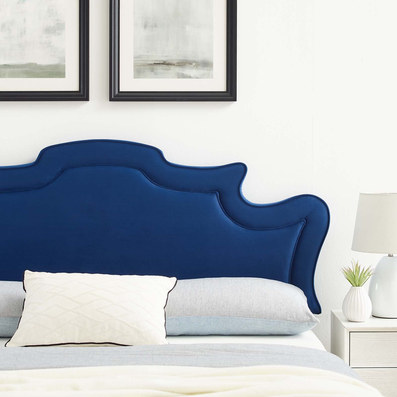 Modway Headboards - Evangeline Performance Velvet Twin Headboard Navy