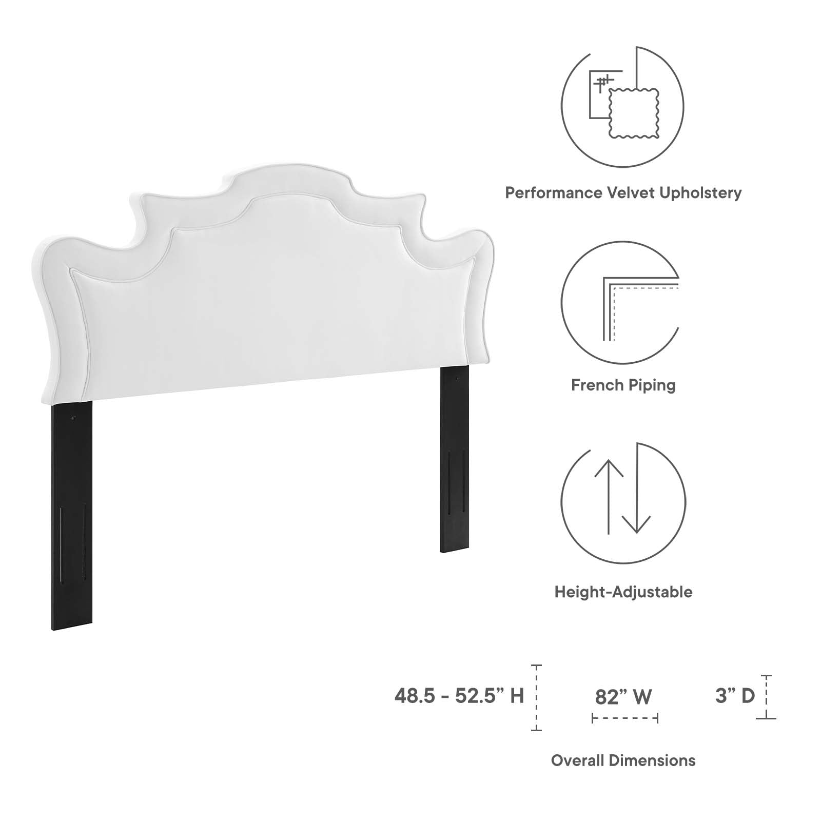 Modway Headboards - Evangeline Performance Velvet King/California King Headboard White