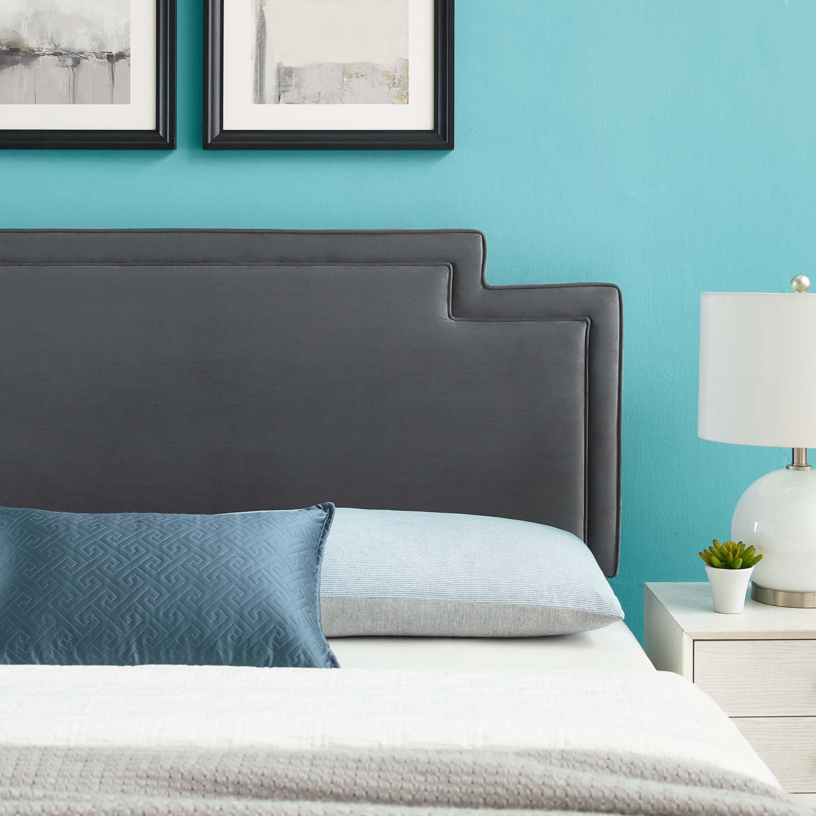 Modway Headboards - Transfix Performance Velvet Twin Headboard Charcoal