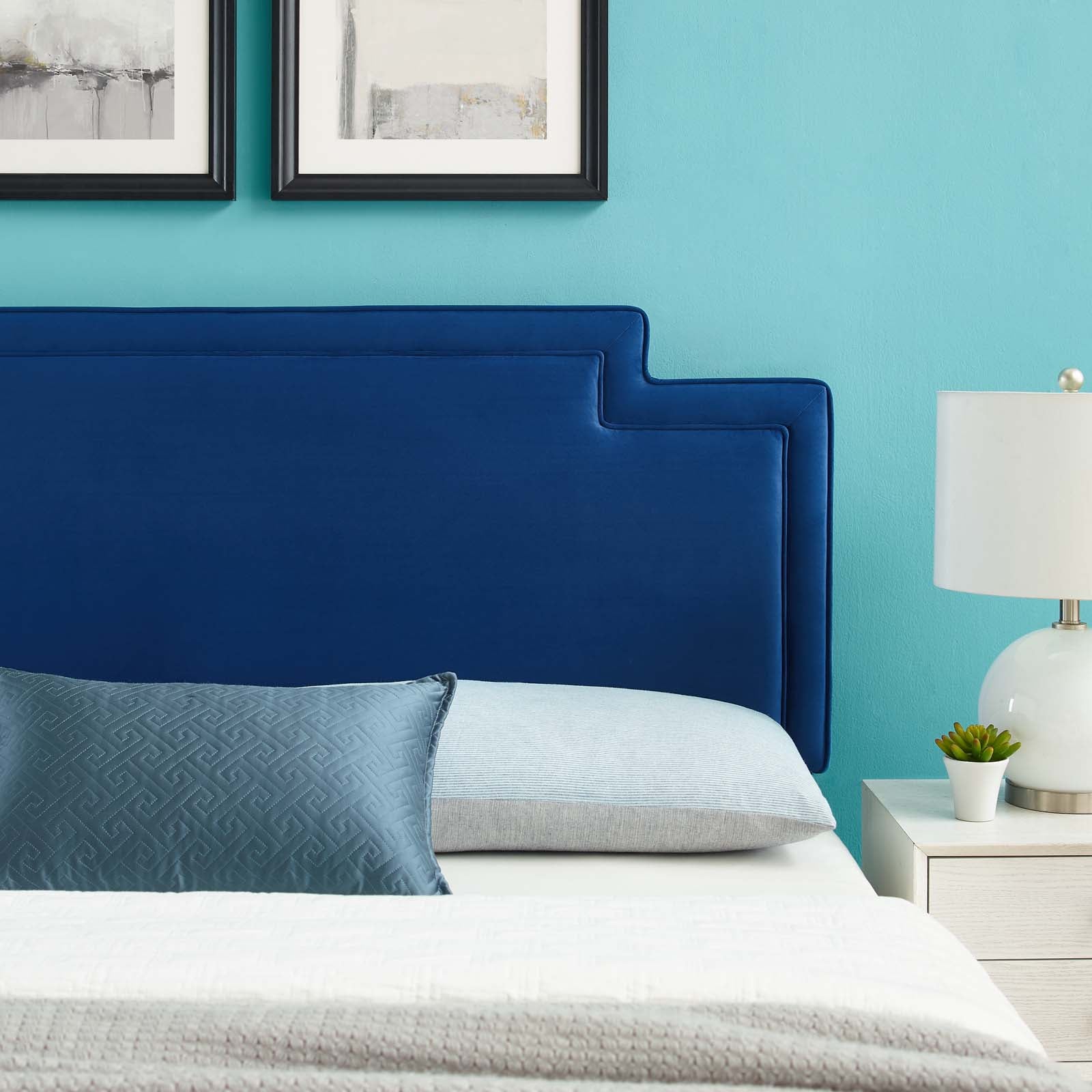 Modway Headboards - Transfix Performance Velvet Twin Headboard Navy