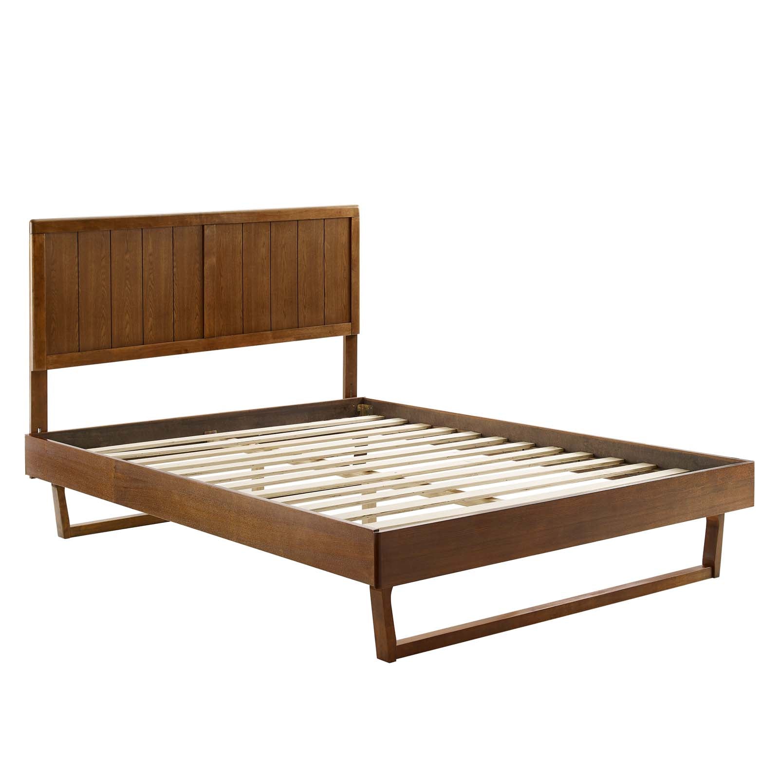 Modway Beds - Alana King Wood Platform Bed With Angular Frame Walnut