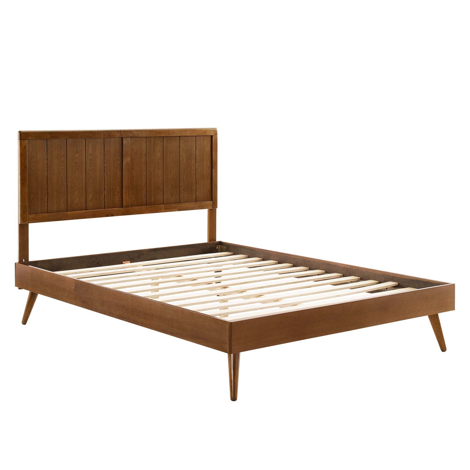 Modway Beds - Alana King Wood Platform Bed With Splayed Legs Walnut