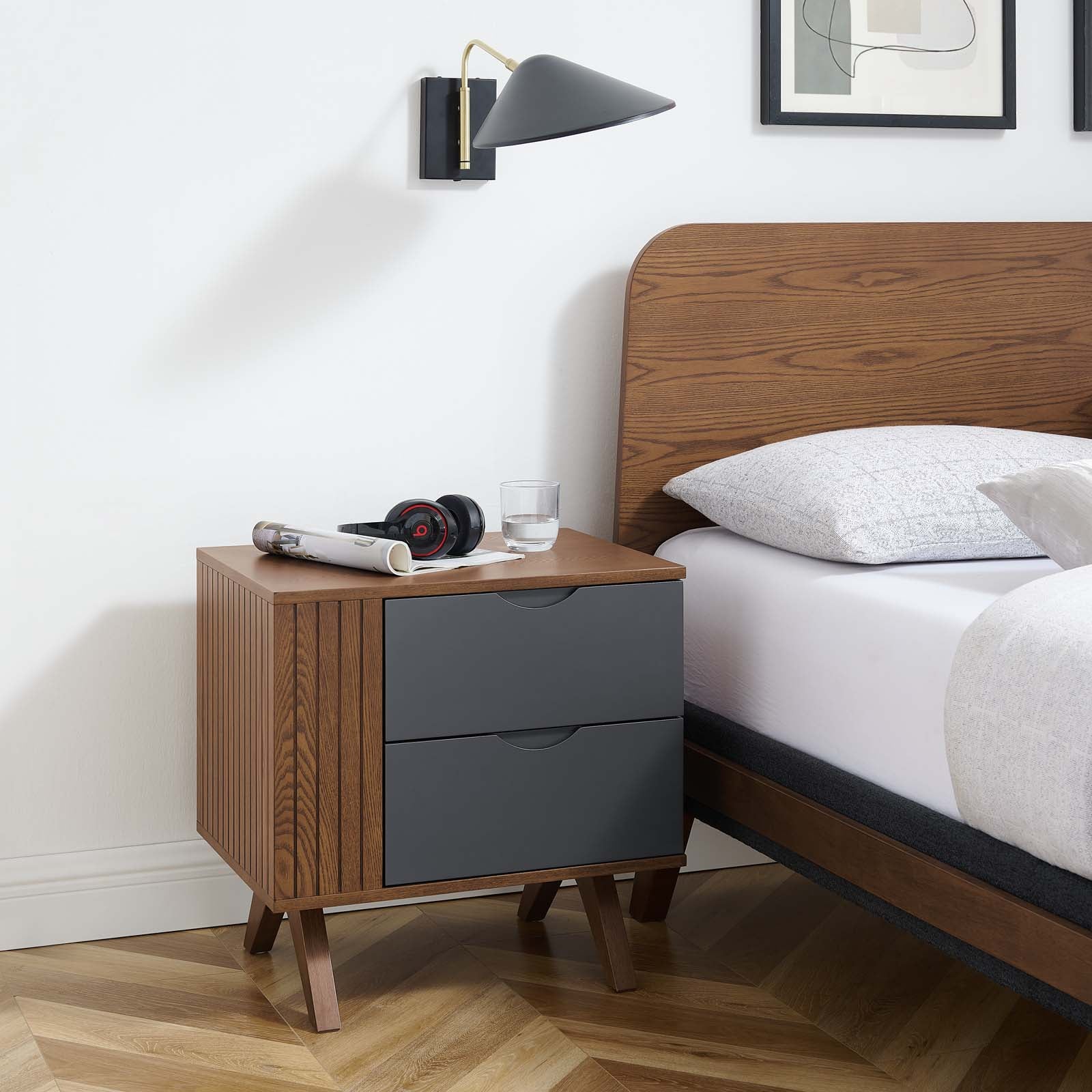 Modway Nightstands & Side Tables - Dylan Nightstand Walnut Gray