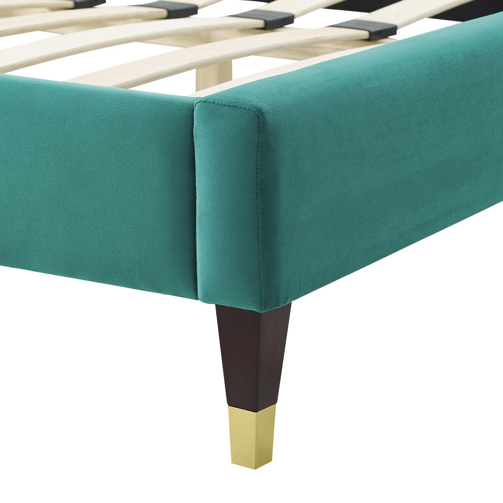 Modway Beds - Alexandria Velvet Twin Platform Bed Teal