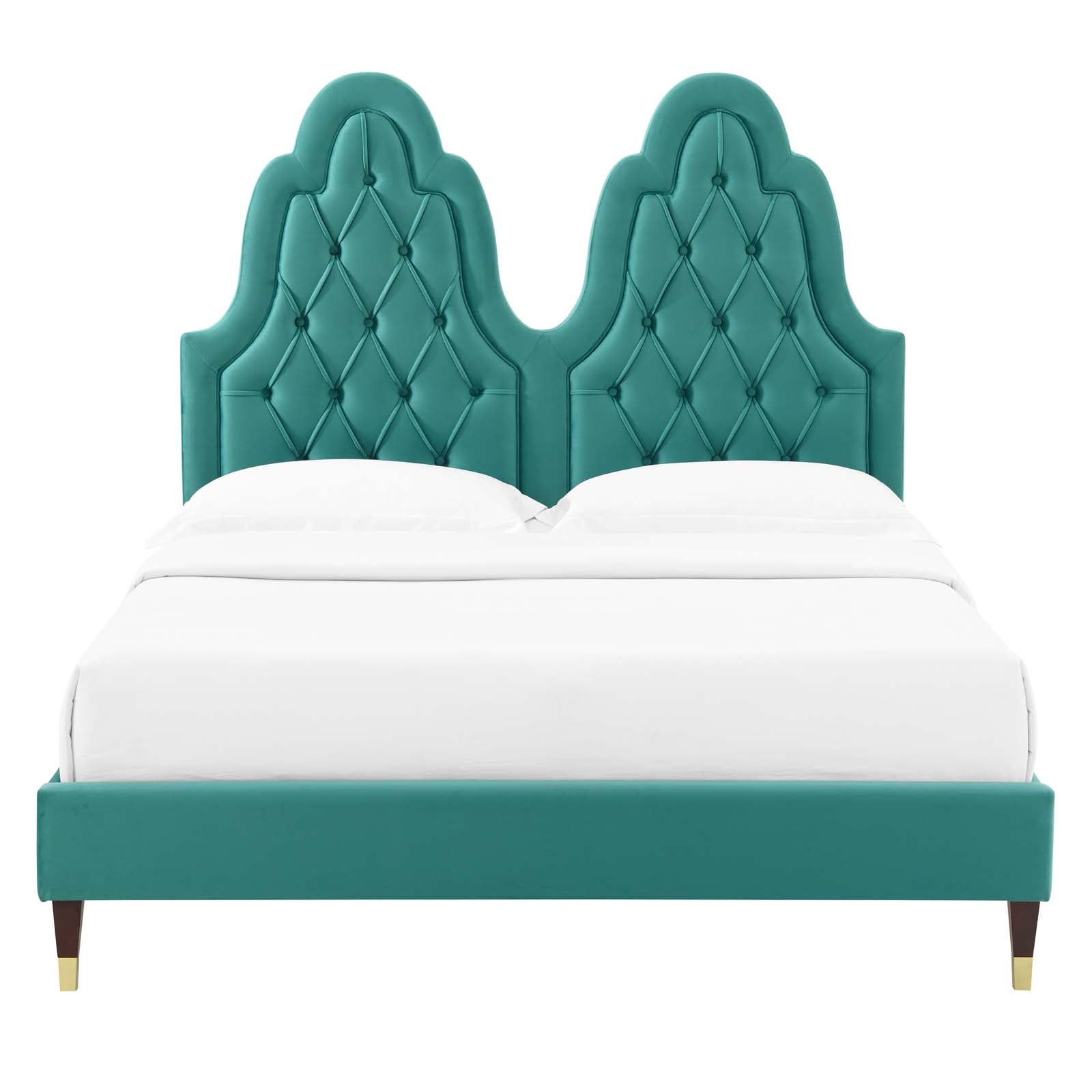 Modway Beds - Alexandria Velvet Twin Platform Bed Teal