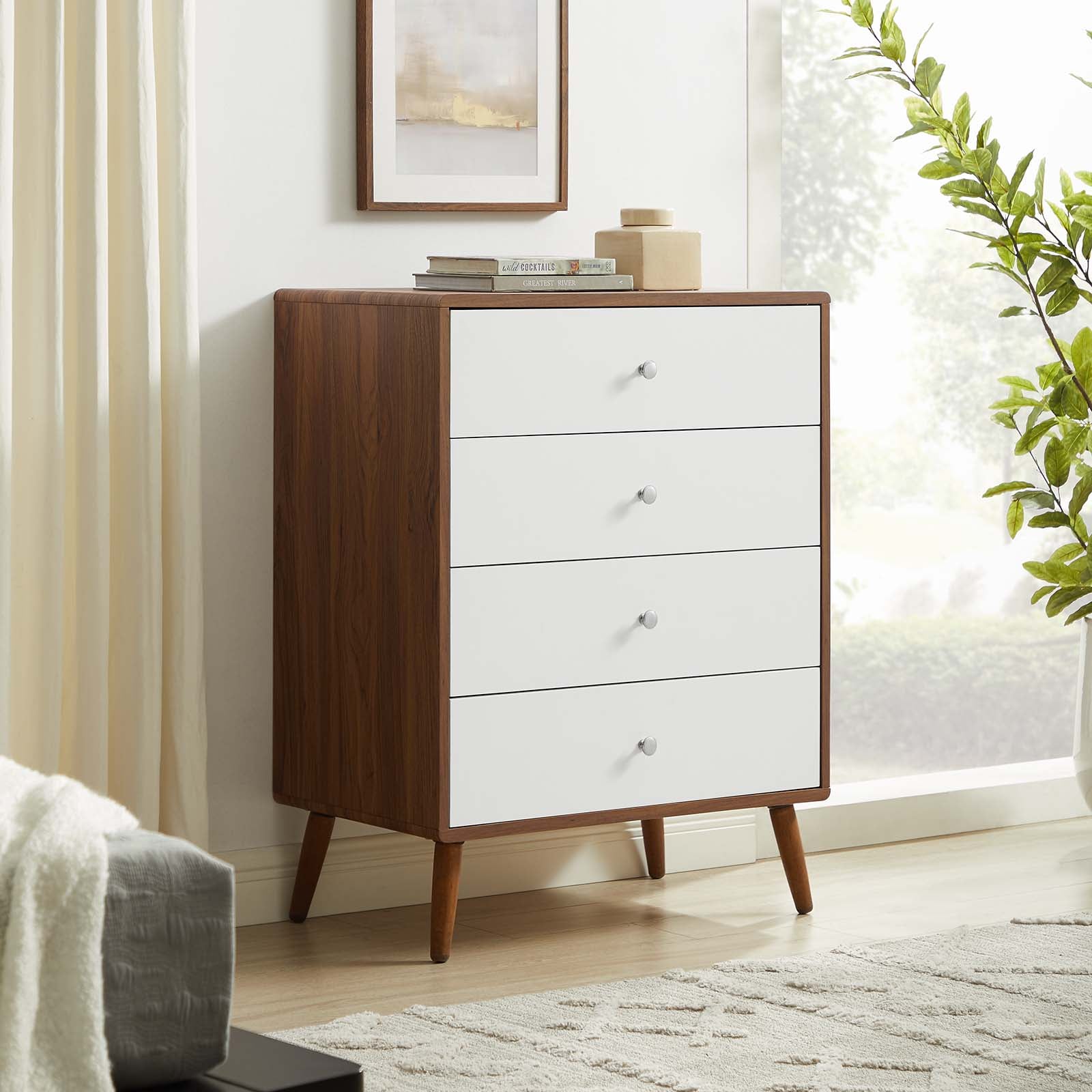 Modway Soma 3-Drawer Dresser in Walnut, 31 x 18.5 x 30