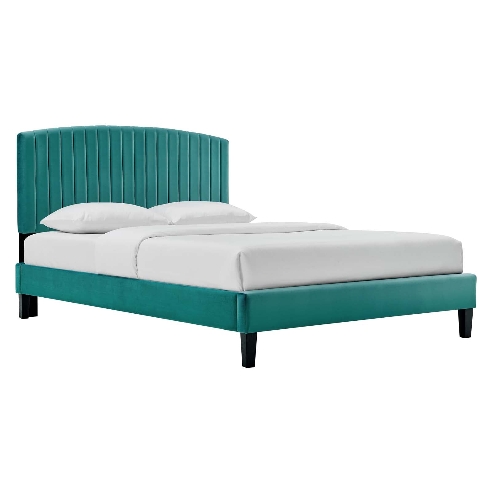 Modway Beds - Alessi Performance Velvet Full Platform Bed Teal