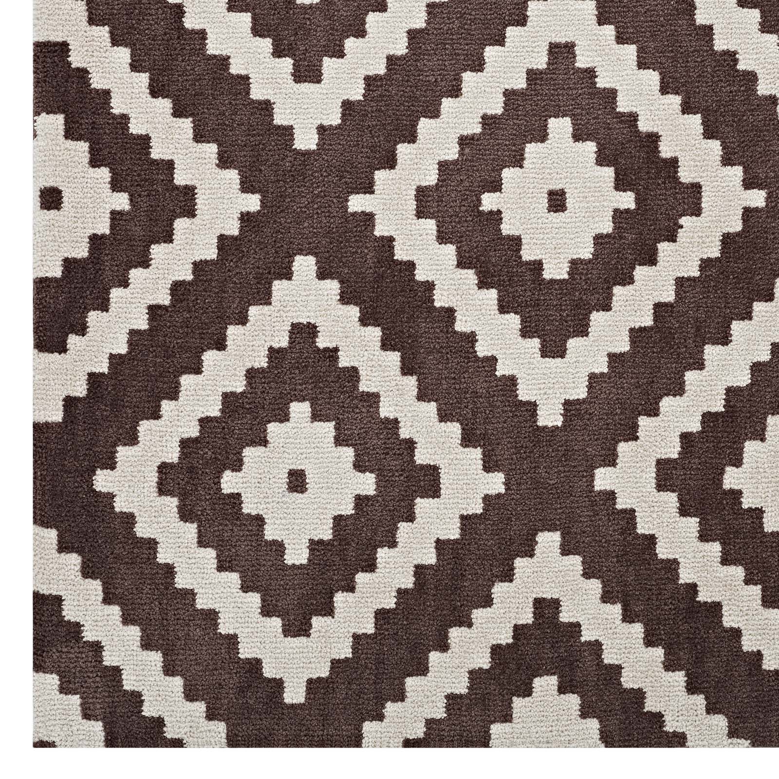 Modway Indoor Rugs - Alika Abstract Diamond Trellis 5x8 Area Rug Ivory & Brown