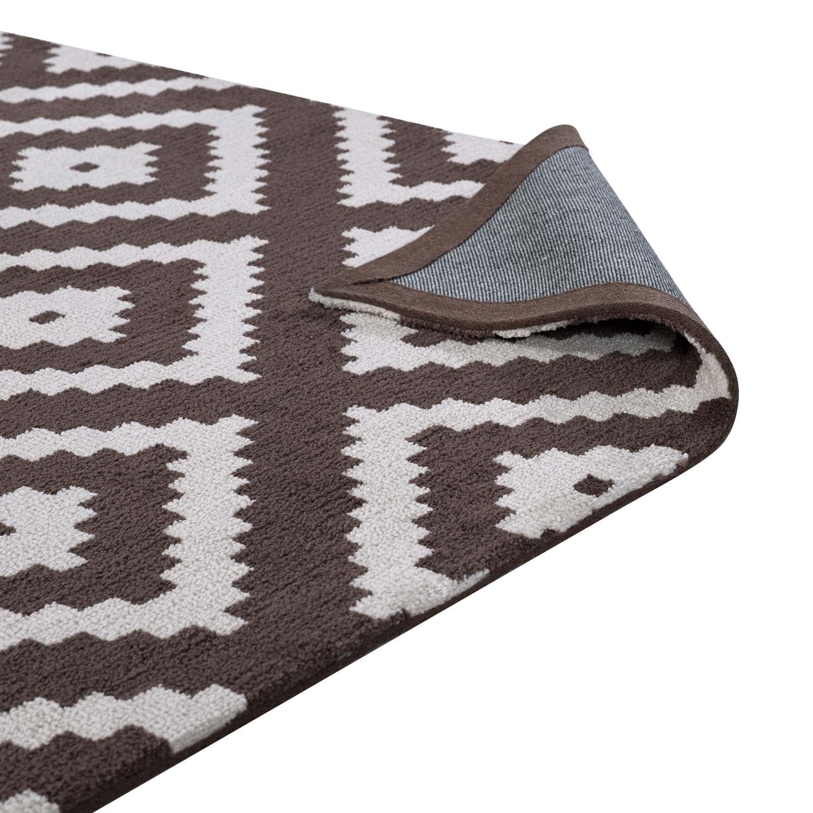 Modway Indoor Rugs - Alika Abstract Diamond Trellis 5x8 Area Rug Ivory & Brown