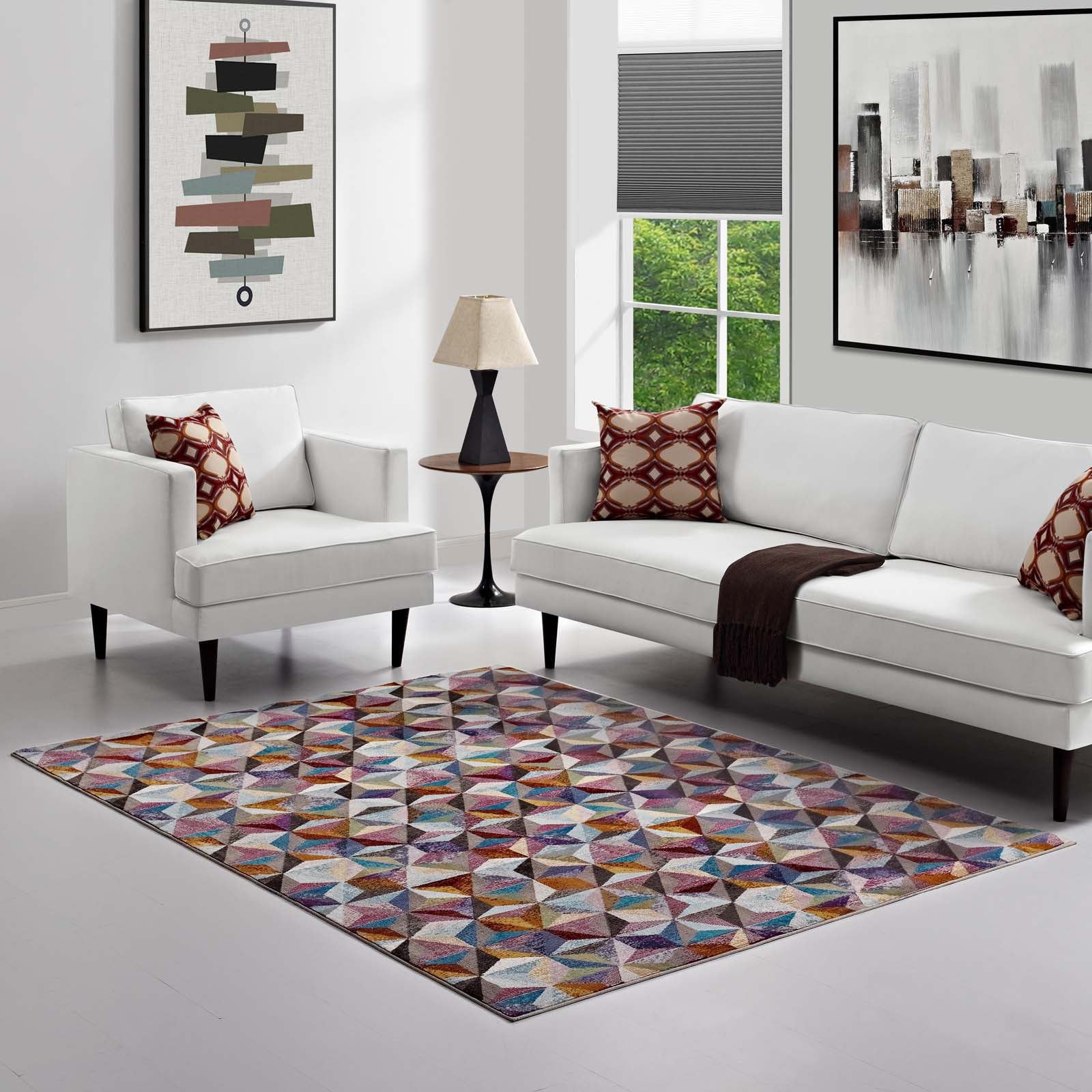 Modway Indoor Rugs - Arisa Geometric Hexagon Mosaic 4x6 Area Rug Multicolored