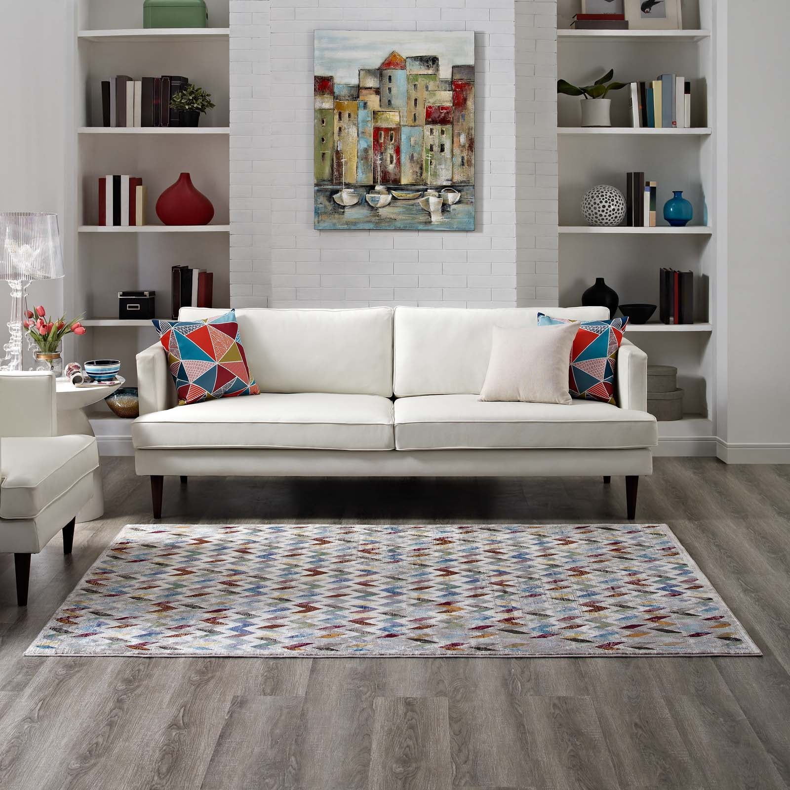 Modway Indoor Rugs - Gemma Chevron Mosaic 4x6 Area Rug Multicolored