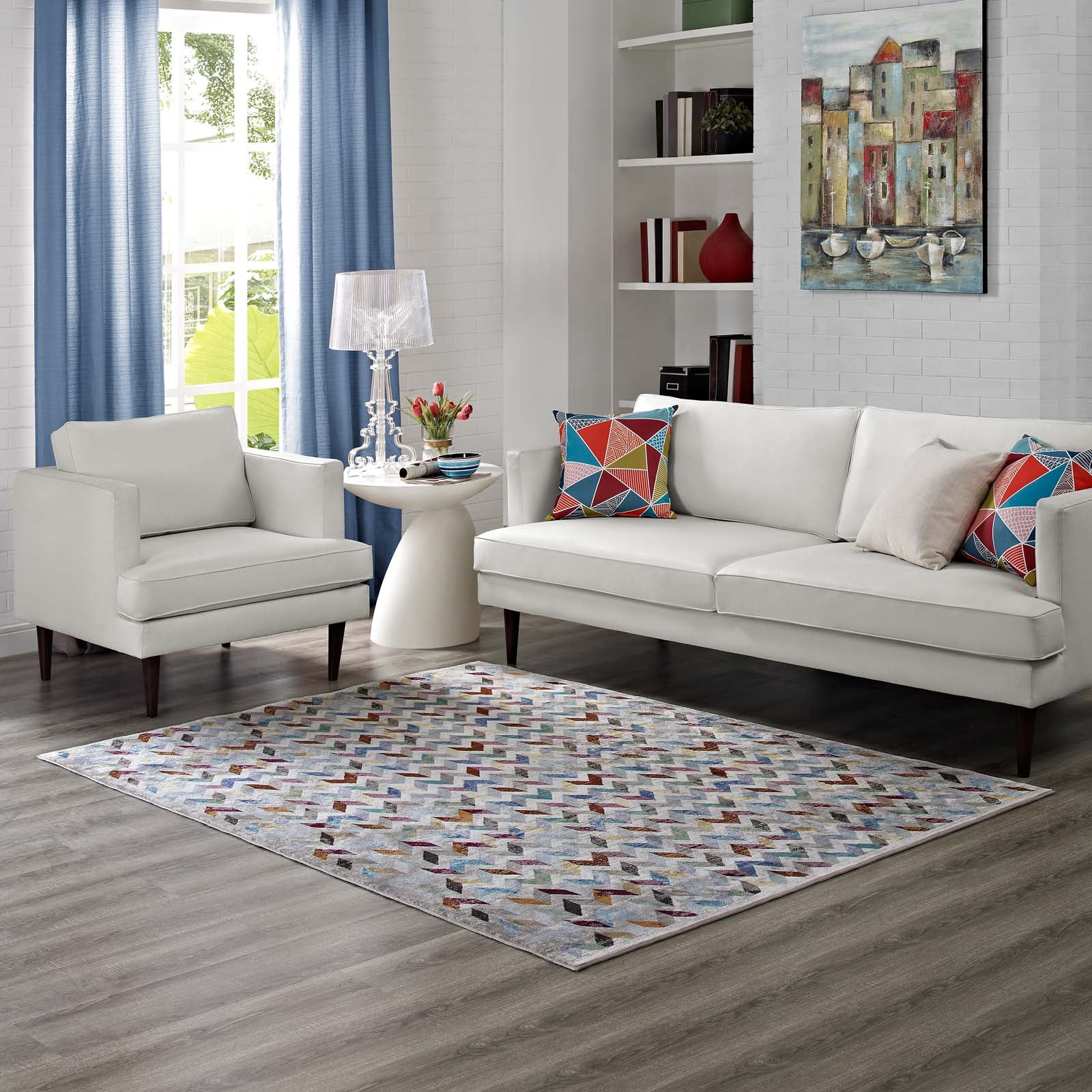 Modway Indoor Rugs - Gemma Chevron Mosaic 4x6 Area Rug Multicolored