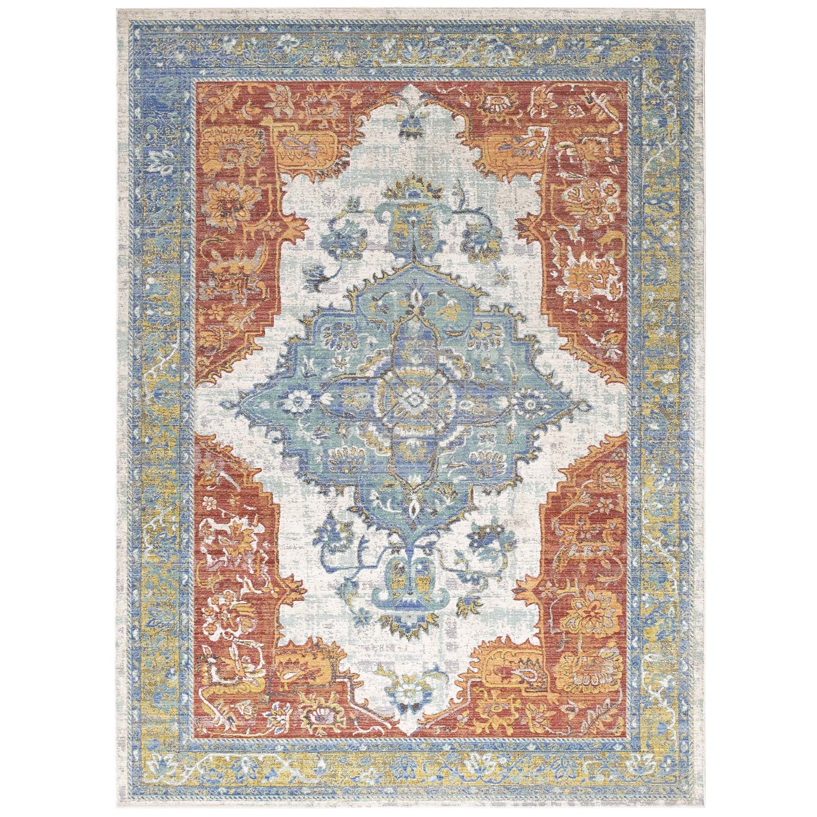 Modway Indoor Rugs - Citlali Distressed Southwestern Aztec 8' X 10' Area Rug Multicolor