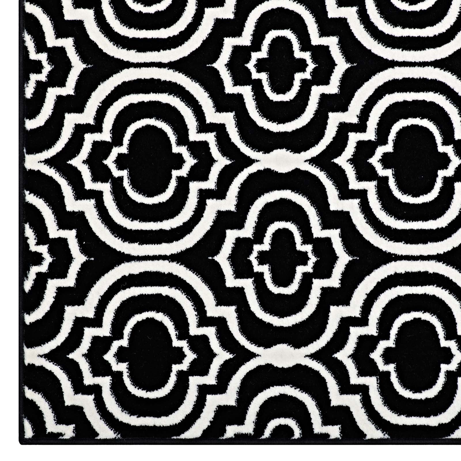 Modway Indoor Rugs - Frame Transitional Moroccan Trellis 8' x 10' Area Rug Black & White