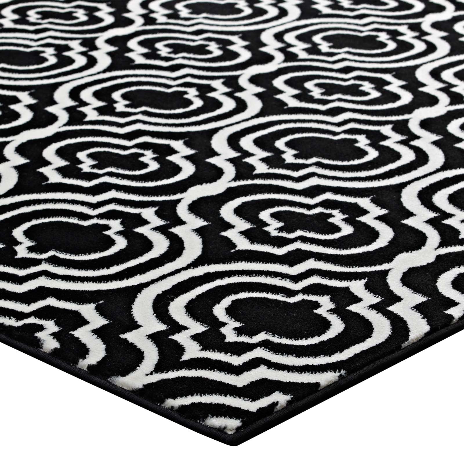 Modway Indoor Rugs - Frame Transitional Moroccan Trellis 8' x 10' Area Rug Black & White