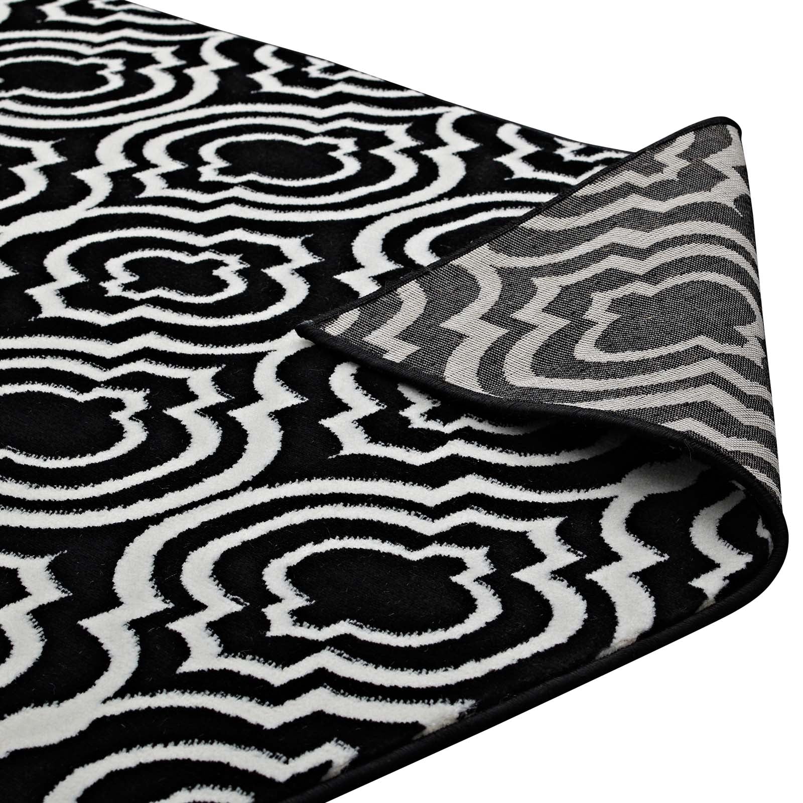 Modway Indoor Rugs - Frame Transitional Moroccan Trellis 8' x 10' Area Rug Black & White