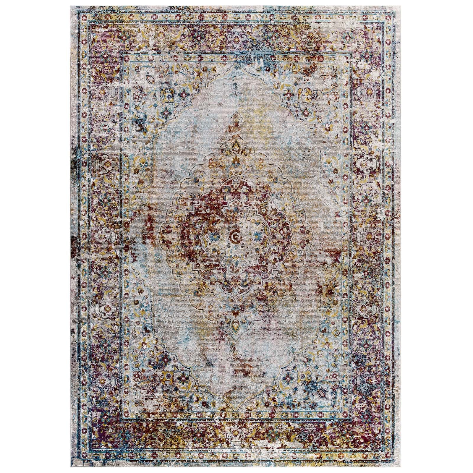 Modway Indoor Rugs - Success Merritt Transitional Floral Persian Medallion 4x6 Area Rug Multicolored