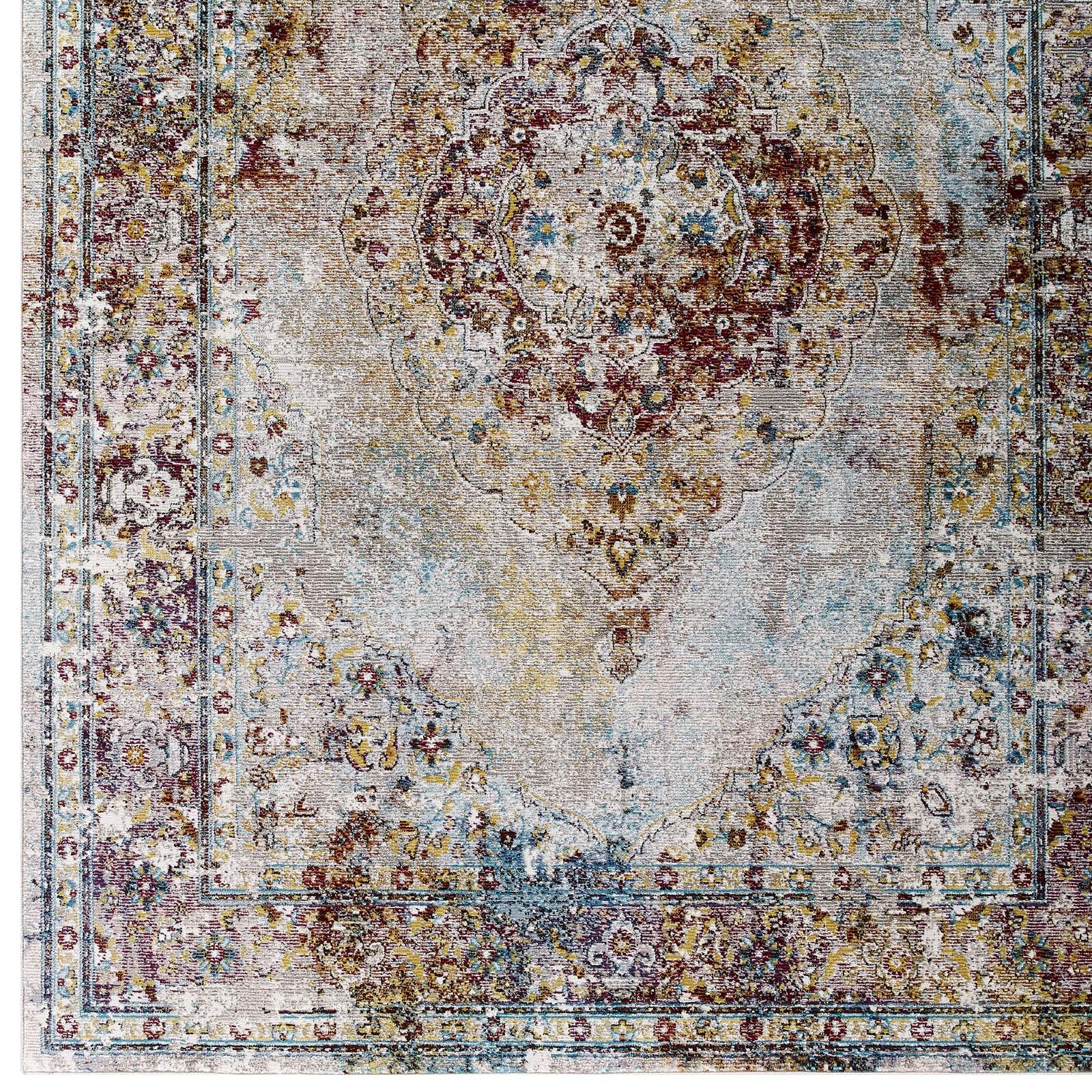 Modway Indoor Rugs - Success Merritt Transitional Floral Persian Medallion 4x6 Area Rug Multicolored