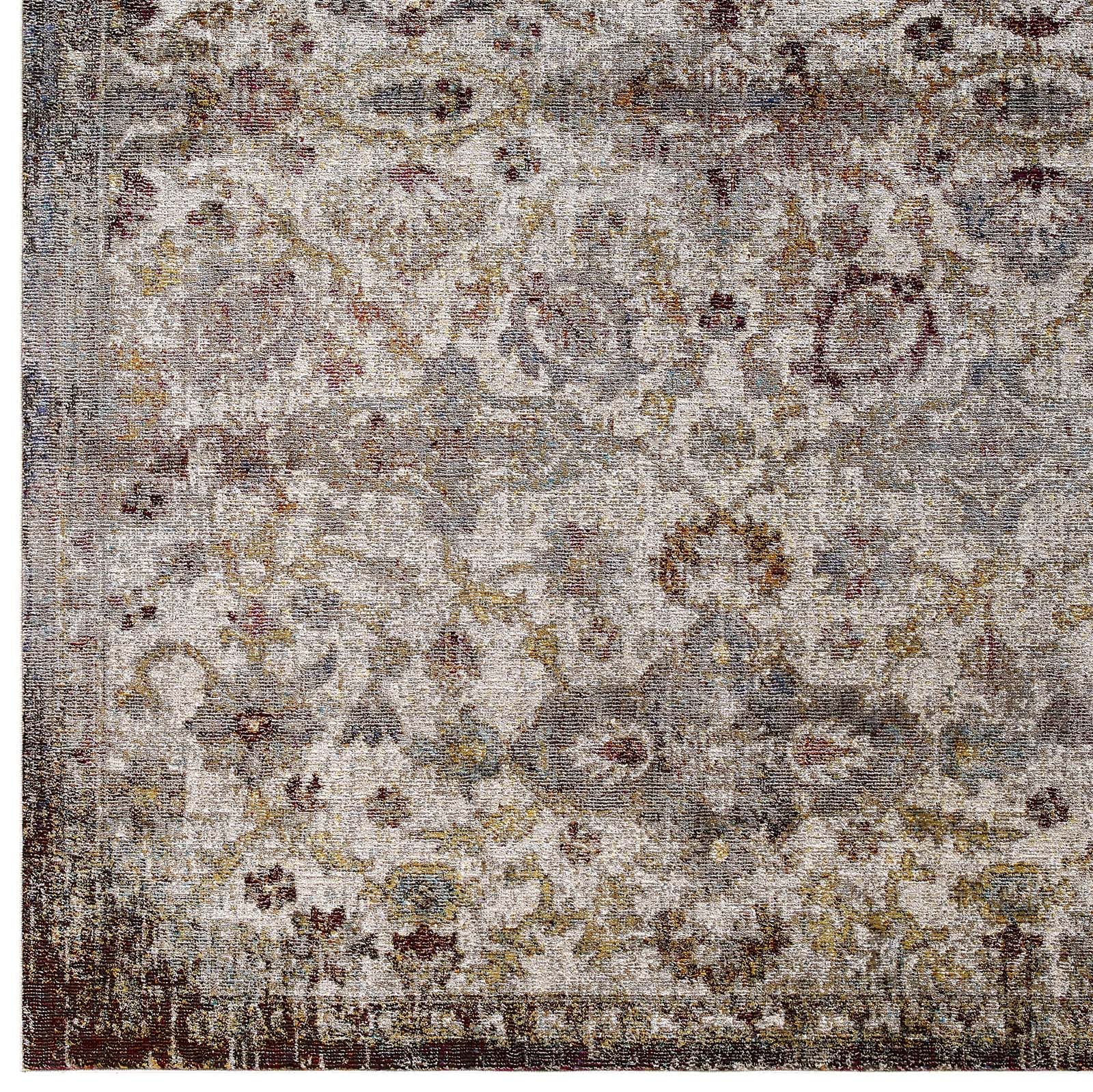 Modway Indoor Rugs - Success Kaede Distressed Vintage Floral Moroccan Trellis 4x6 Area Rug Multicolored