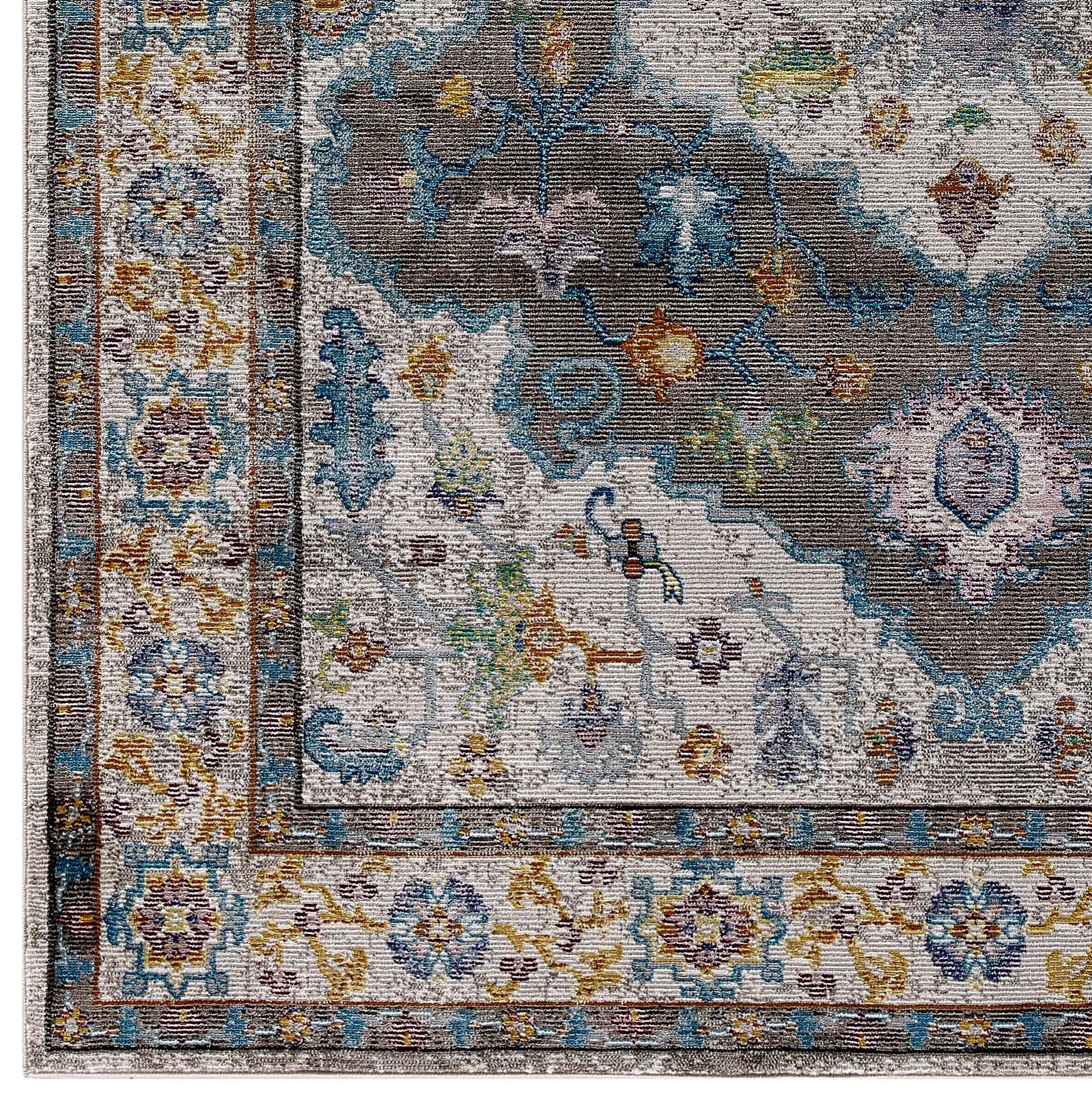 Modway Indoor Rugs - Success Anisah Distressed Persian Medallion 4x6 Area Rug Multicolored